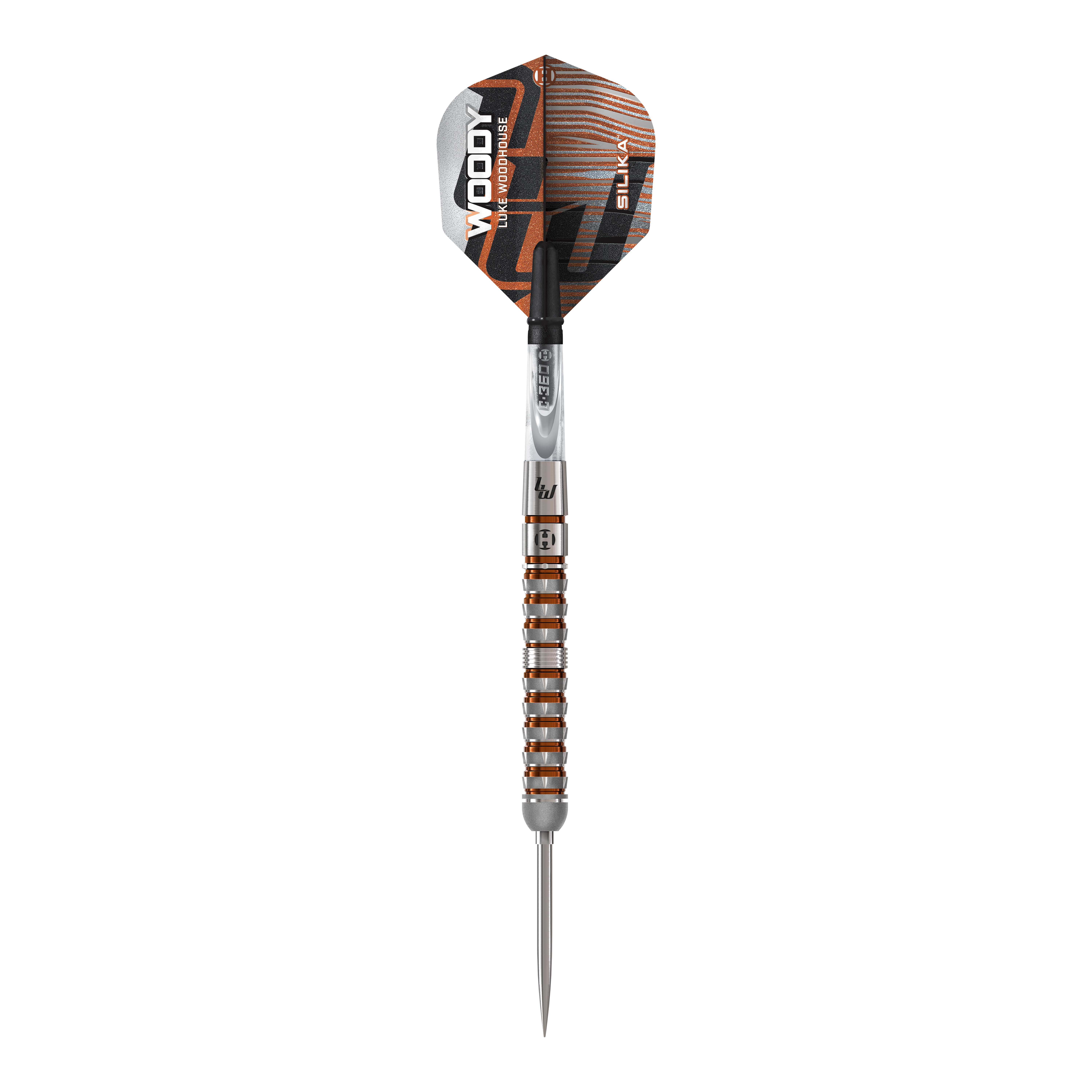 Zu sehen sind die Harrows Luke Woodhouse Series 3 Quick Point Steeldarts. Das Set ist ideal für ambitionierte Dartspieler.