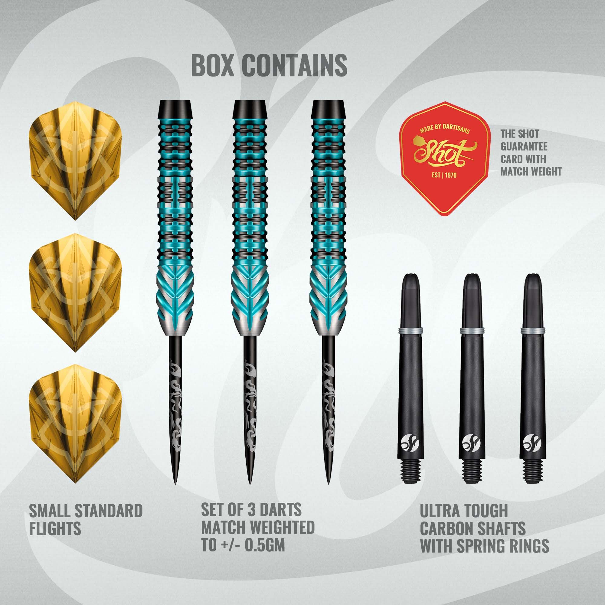 Shot Alchemy Volta steel darts Hier sieht man die Shot Alchemy Volta Steeldarts. Diese Steeldarts sind für klassische Dartboards gedacht.
