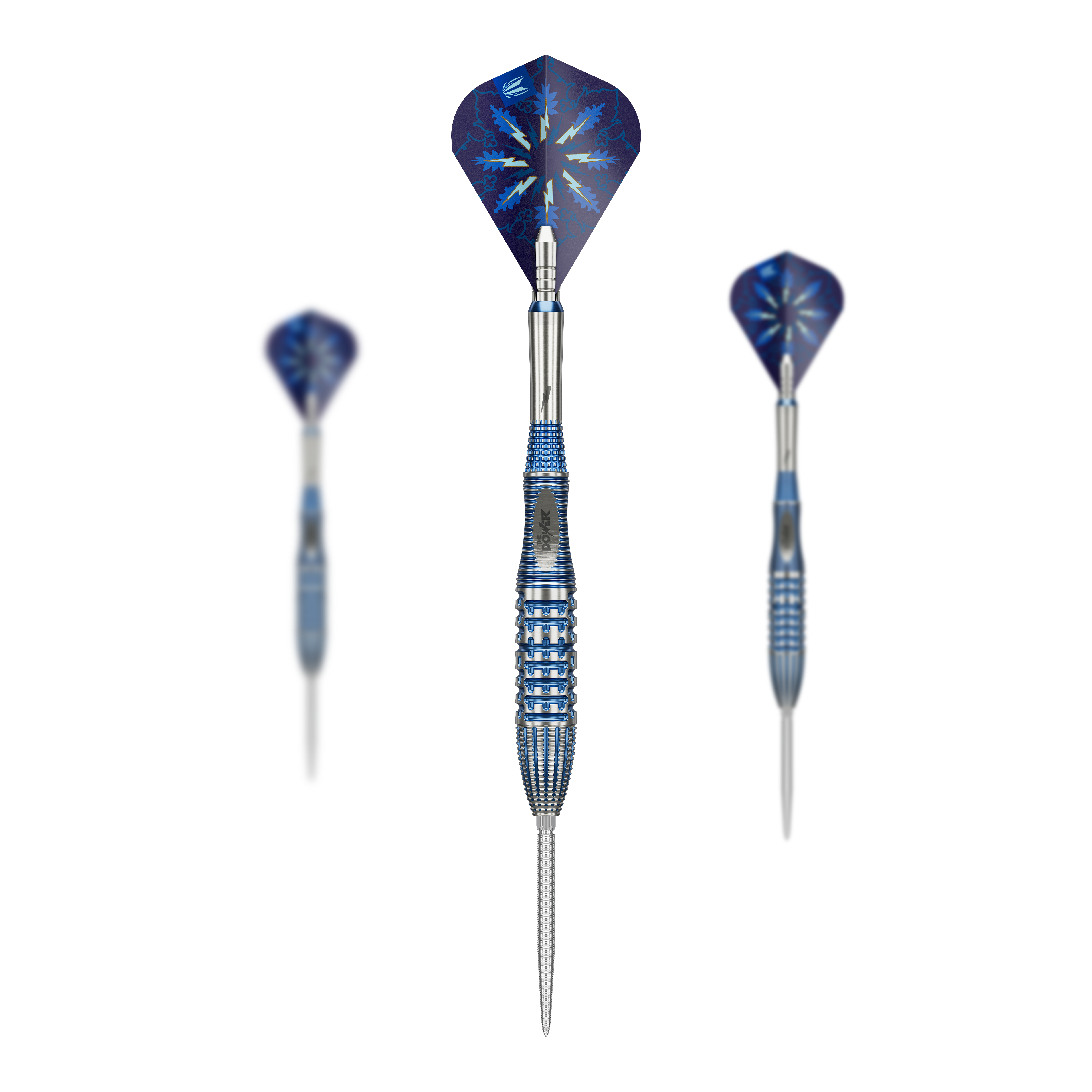 Hier ist ein Set der Target Phil Taylor Gx2 Swiss Point Steeldarts abgebildet. Die Steeldarts sind bekannt für Präzision und hochwertige Verarbeitung.