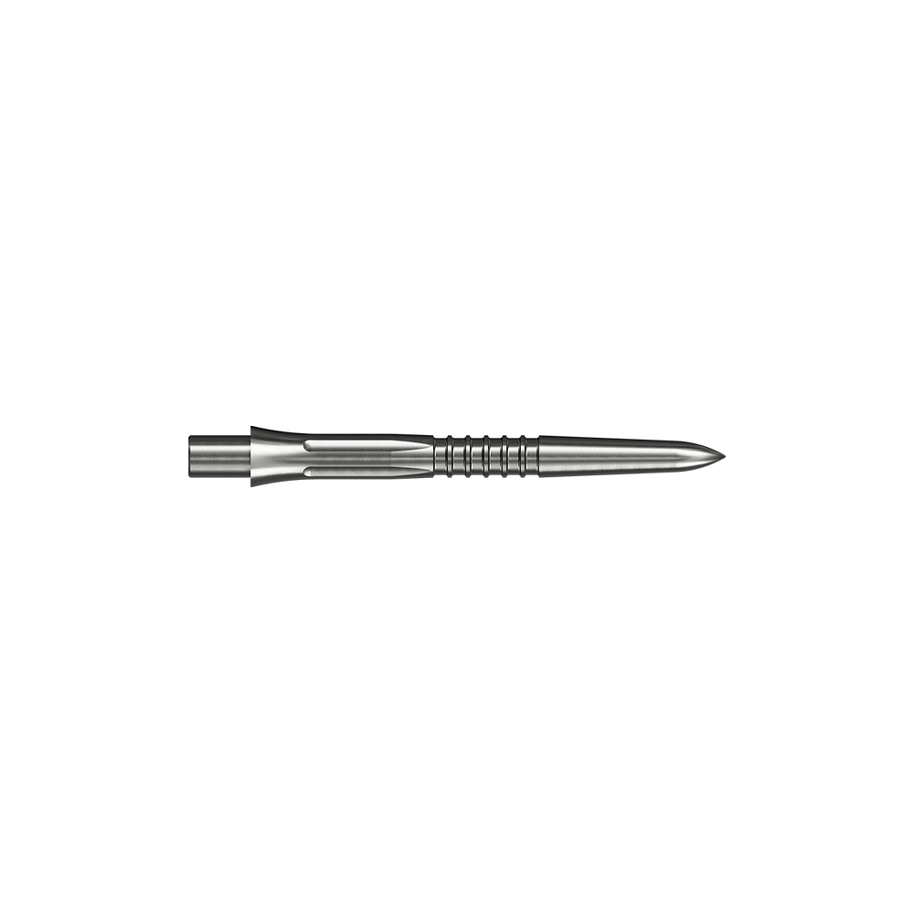 Mission Caliburn EVO dart tips GV1 - silver Das Bild zeigt eine silberne Steeldartspitze mit 26mm Länge. Es handelt sich um Mission Caliburn EVO GV1 Steeldartspitzen.