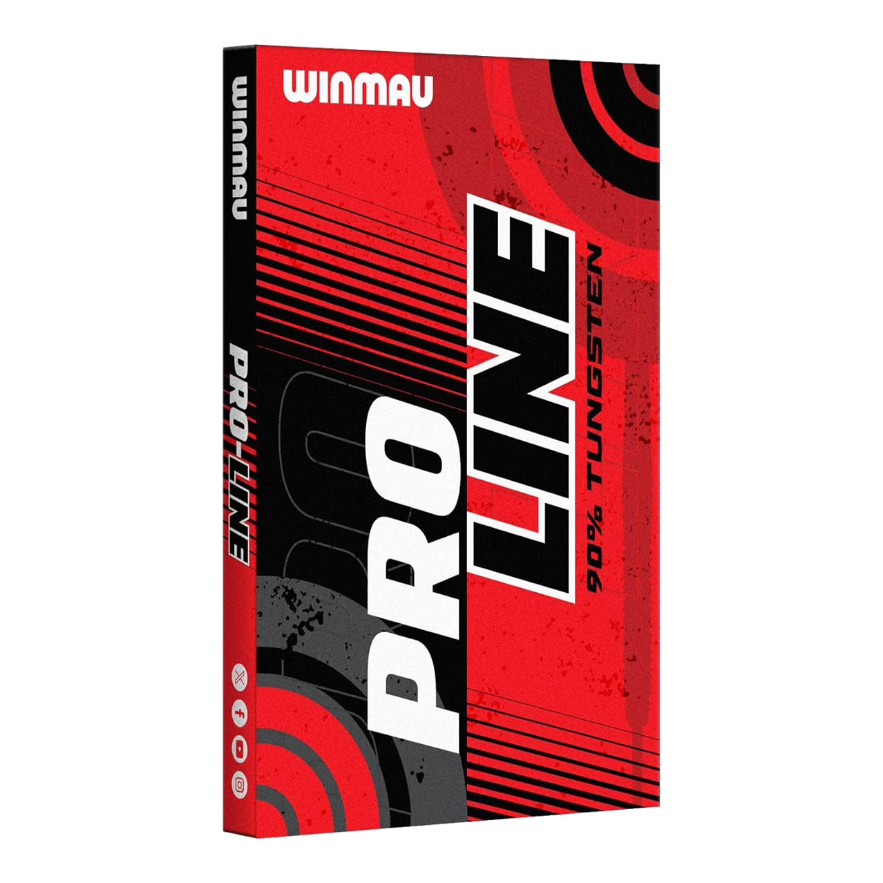 Abgebildet sind die Winmau Pro-Line 90% Steeldarts. Diese Darts eignen sich ideal für präzises Werfen beim Dartsport.