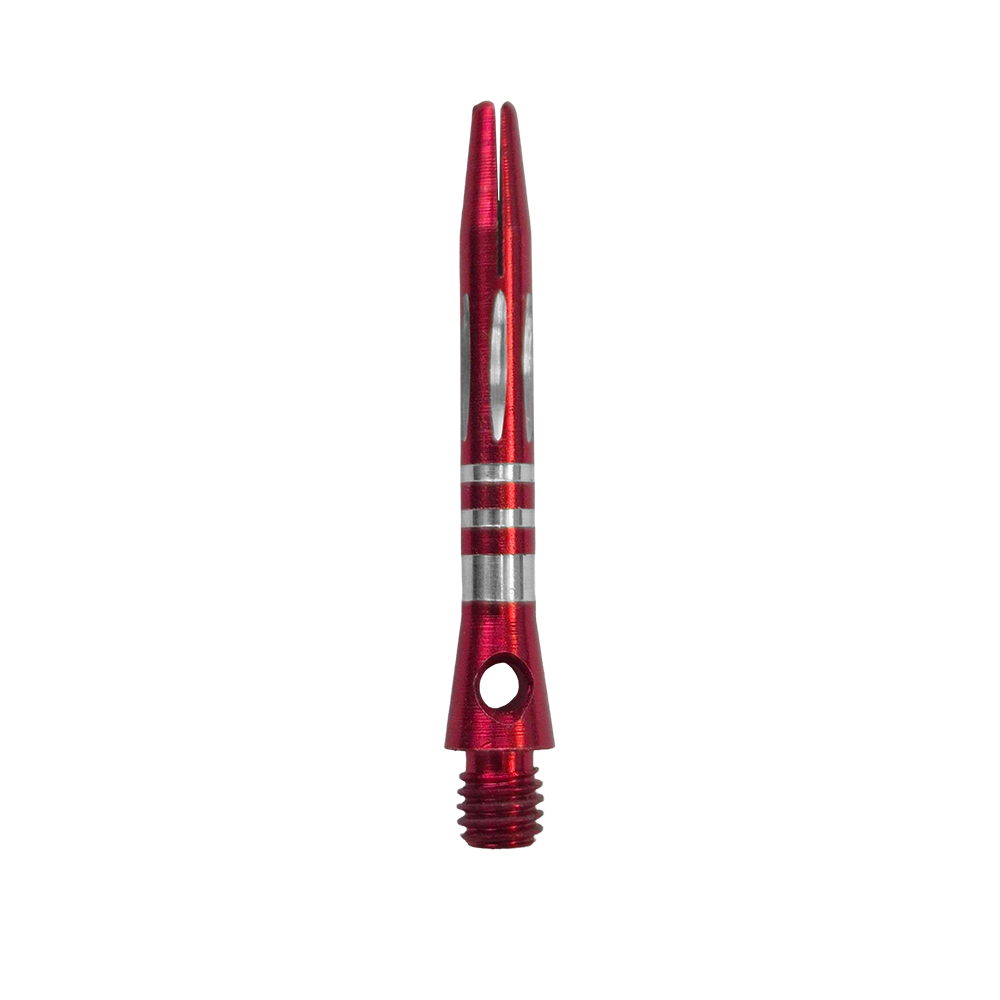 Ringed Diamond Cut Aluminum Shafts - Red - 35 mm Zu sehen ist der Ringed Diamond Cut Aluminium Shafts - Rot - 35 mm. Der Schaft ist aus rotem Aluminium gefertigt und besitzt eine strukturierte Oberfläche.