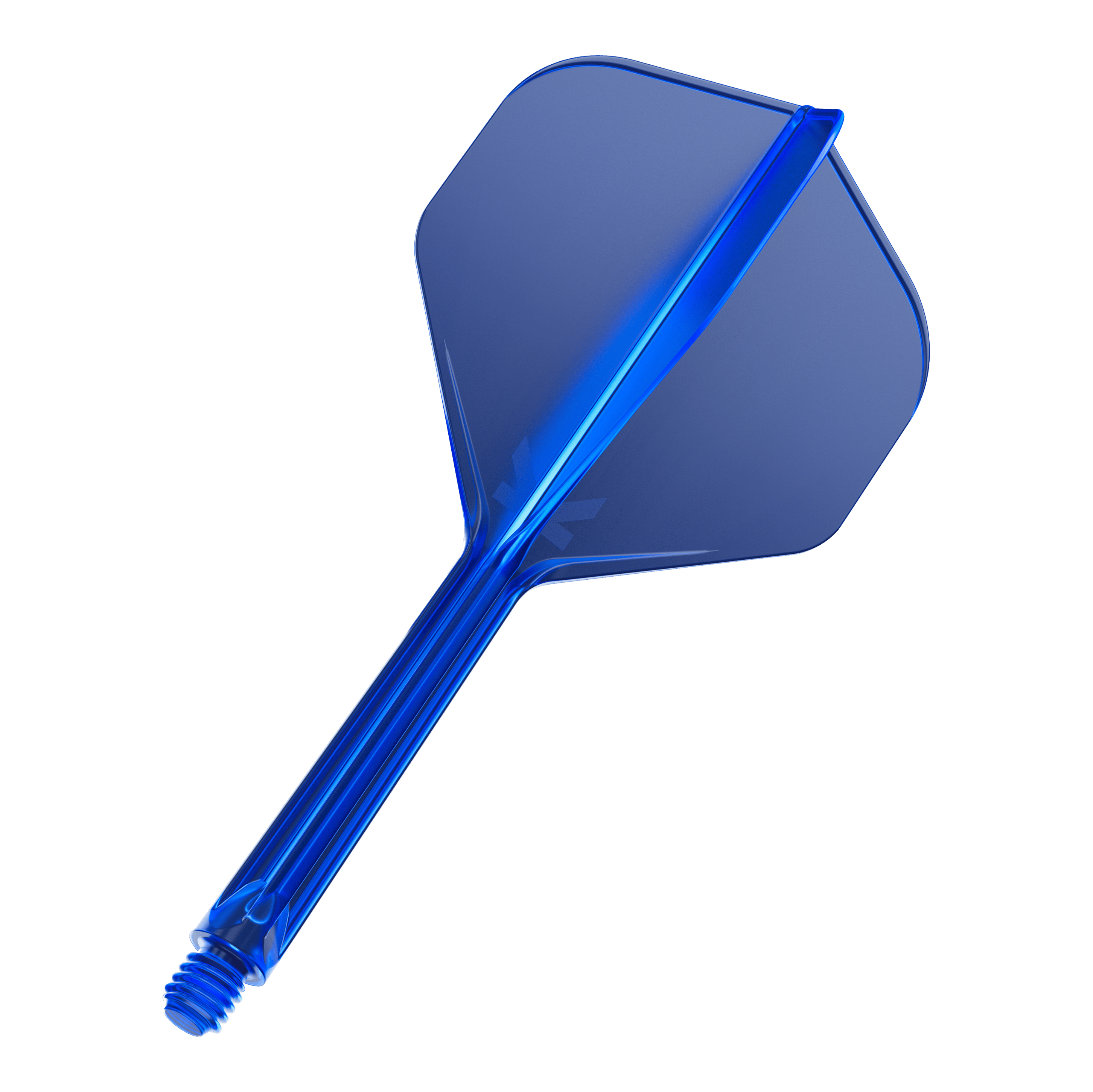 Target K-Flex No2 Standard Flight System - Blue Das Bild zeigt einen blauen Dart-Flight mit integriertem Schaft. Der Flight ist durchsichtig und besitzt eine Standardform.