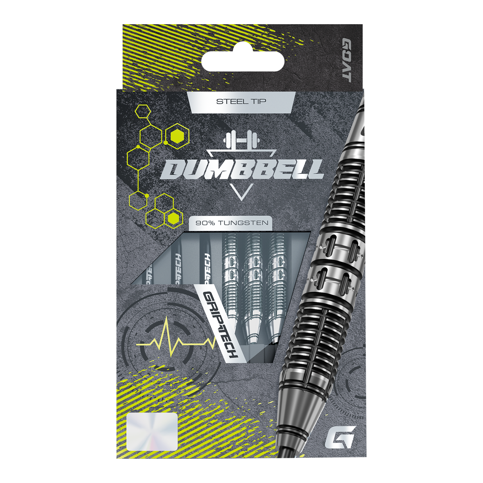 Hier sieht man die GOAT Dumbbell Steeldarts. Die Steeldarts besitzen ein unverwechselbares Aussehen.