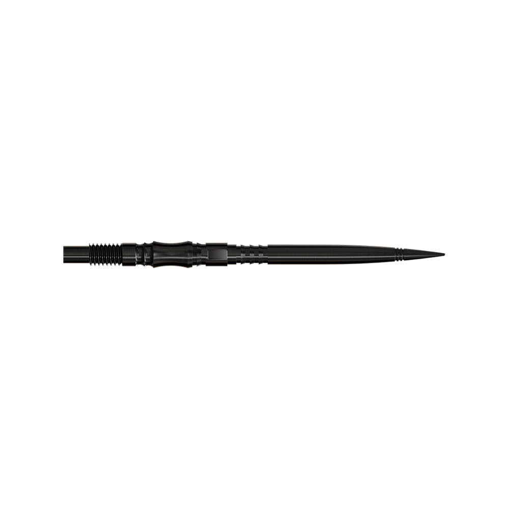 Dartspitzen der Axis Black Elite Serie in 35mm sind zu sehen. Die Spitzen sind schlank und dunkel.