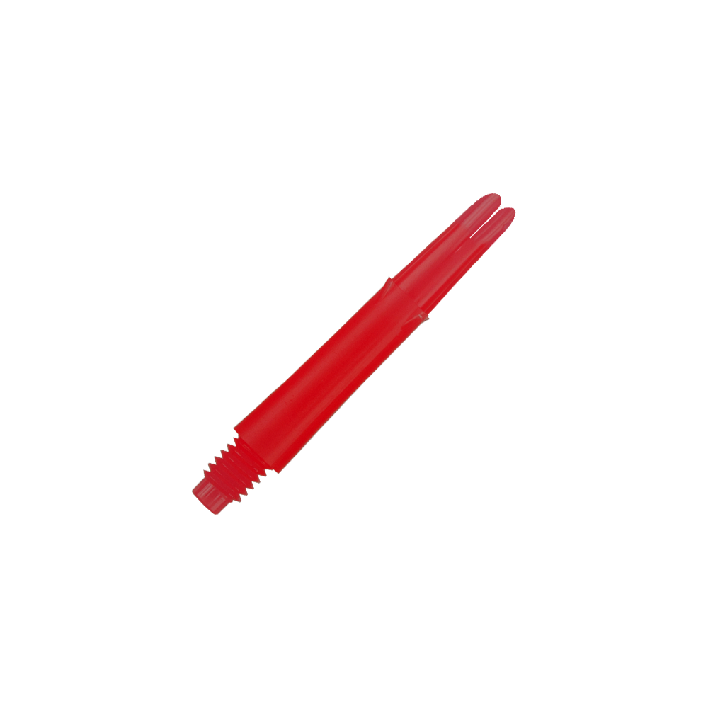 L-L-Style-Shafts Locked Straight - Red Das Bild zeigt einen geraden, roten Dart-Schaft. Er besitzt ein Gewinde an einem Ende und ist ohne Kappen abgebildet.