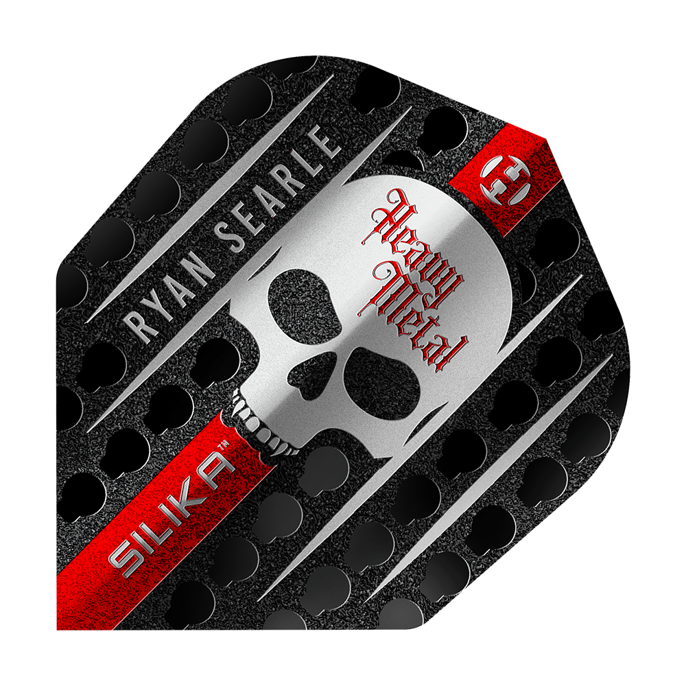 Dies ist ein Bild von Harrows Silika Ryan Searle Series 3 No6 Flights. Das Produkt zeigt spezielle Dart-Flights aus einer limitierten Serie.