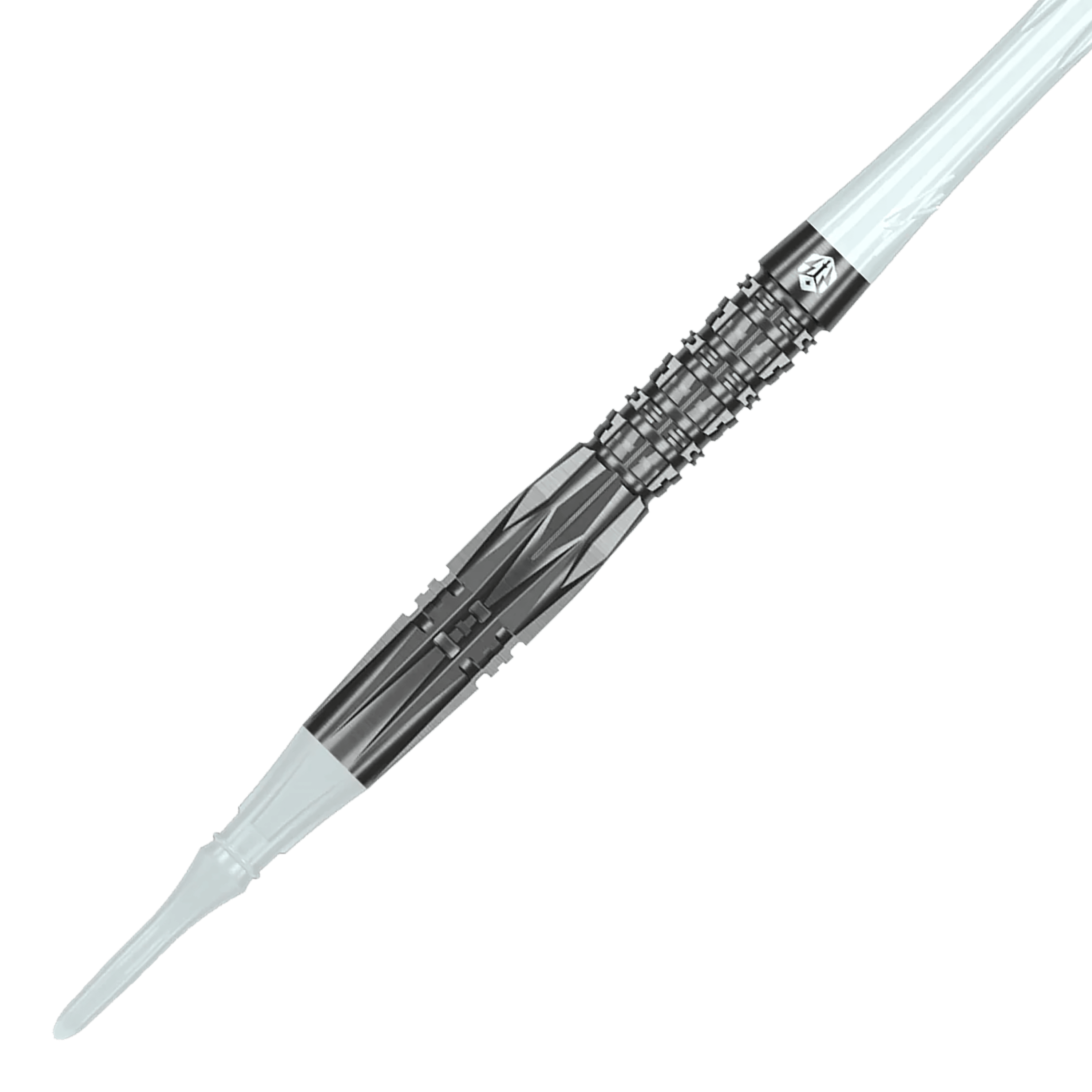 Das Bild zeigt die Caliburn Prisma P1 Softdarts mit einem Gewicht von 19g. Es ist ein modernes Dartprodukt für Freizeit und Turniere.