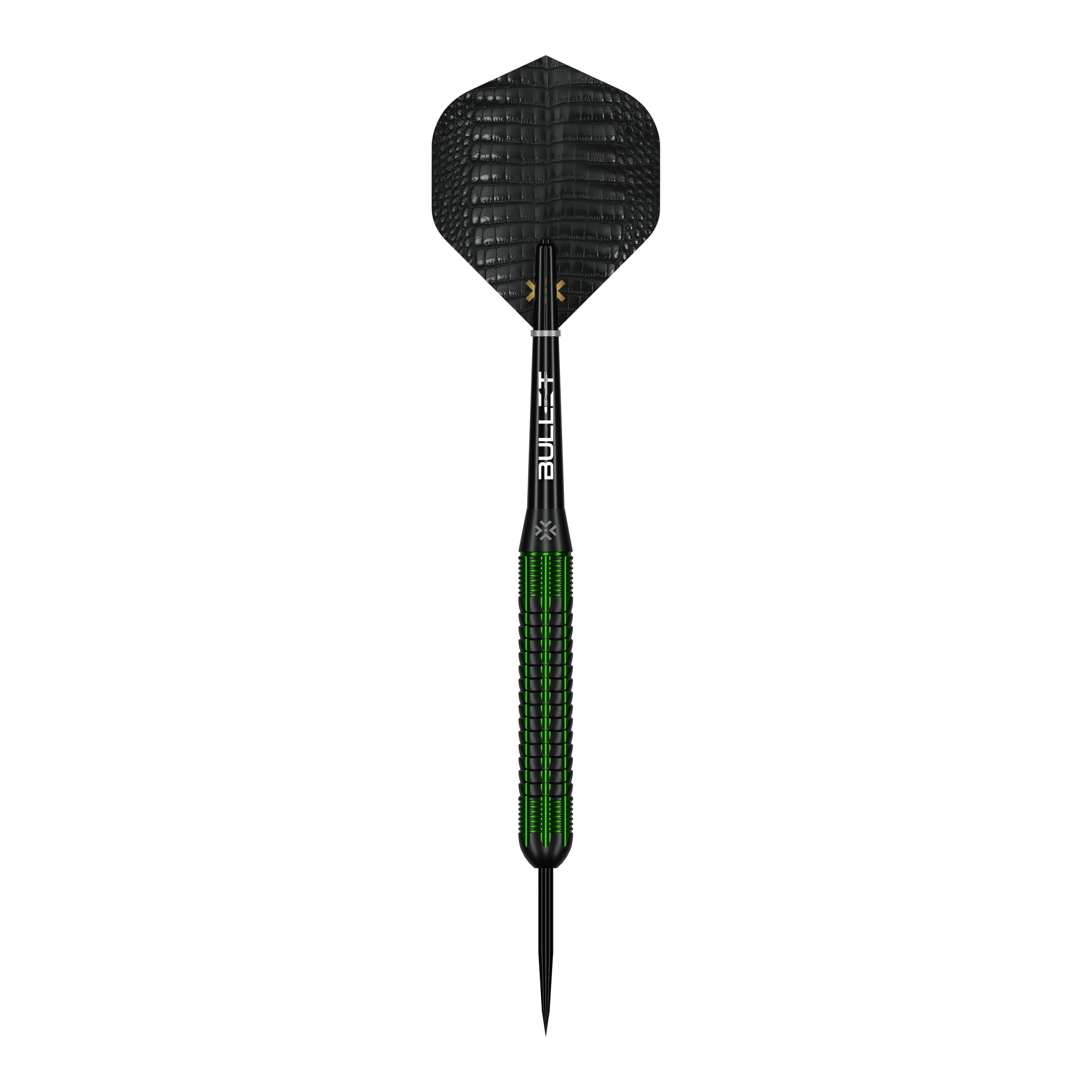 Bullet Gator Brass Steel Darts - 22g Das Bild zeigt die Bullet Gator Brass Steeldarts - 22g. Es handelt sich um Steeldarts mit einem Gewicht von 22 Gramm.