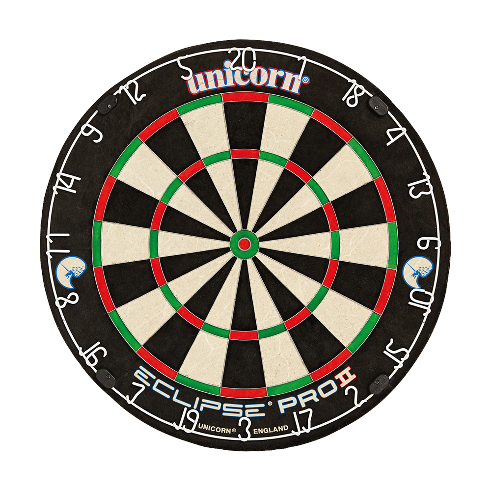 Unicorn Eclipse Pro 2 Dartboard Das Bild zeigt ein Unicorn Eclipse Pro 2 Dartboard. Die Sektoren sind deutlich markiert.
