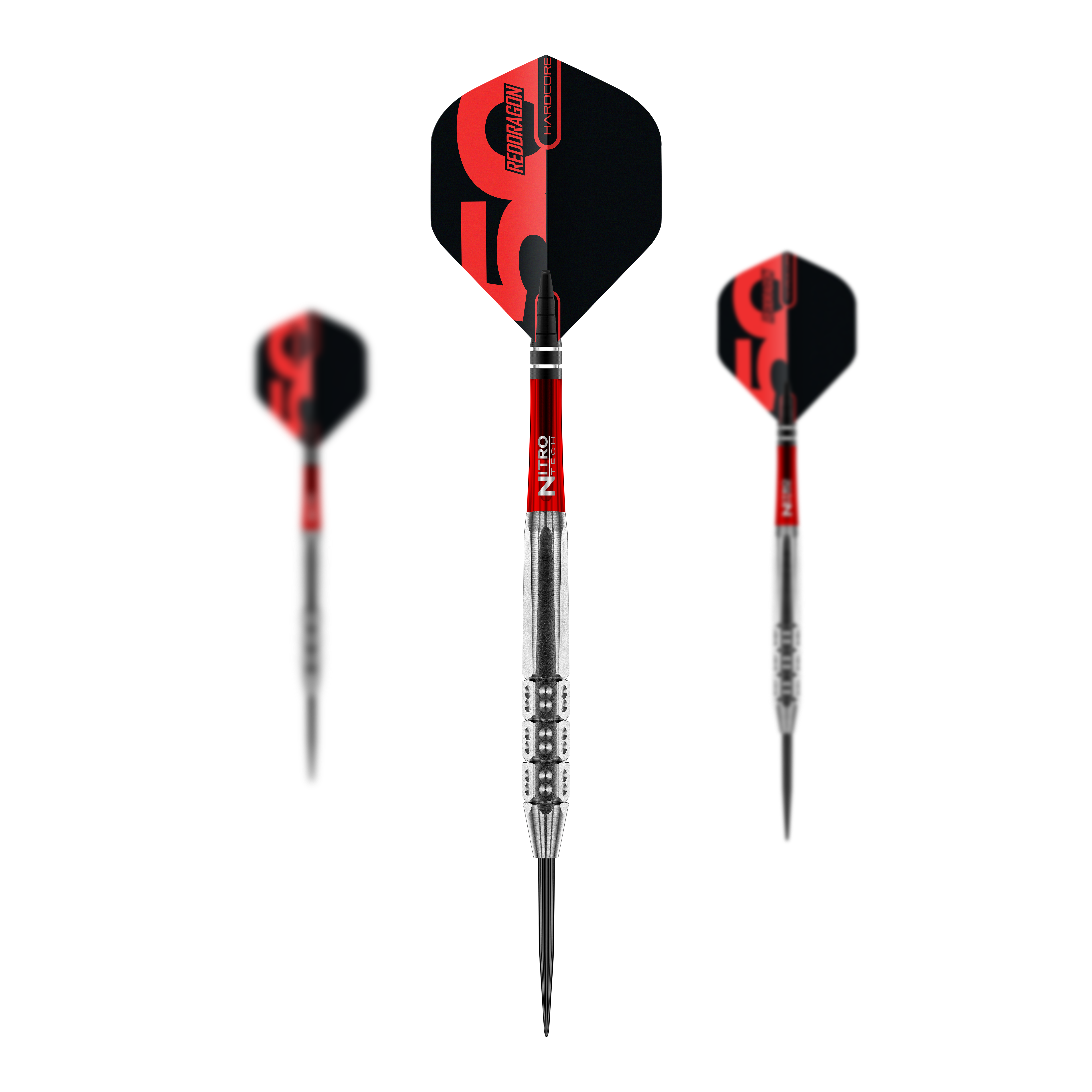 Red Dragon 50 Year Collection Hexose Set 3 Steeldarts - 25g Das Bild illustriert ein Set der Red Dragon 50 Year Collection Hexoset 3 Steeldarts mit 25g Gewicht. Diese Steeldarts sind Teil einer limitierten Sammleredition.
