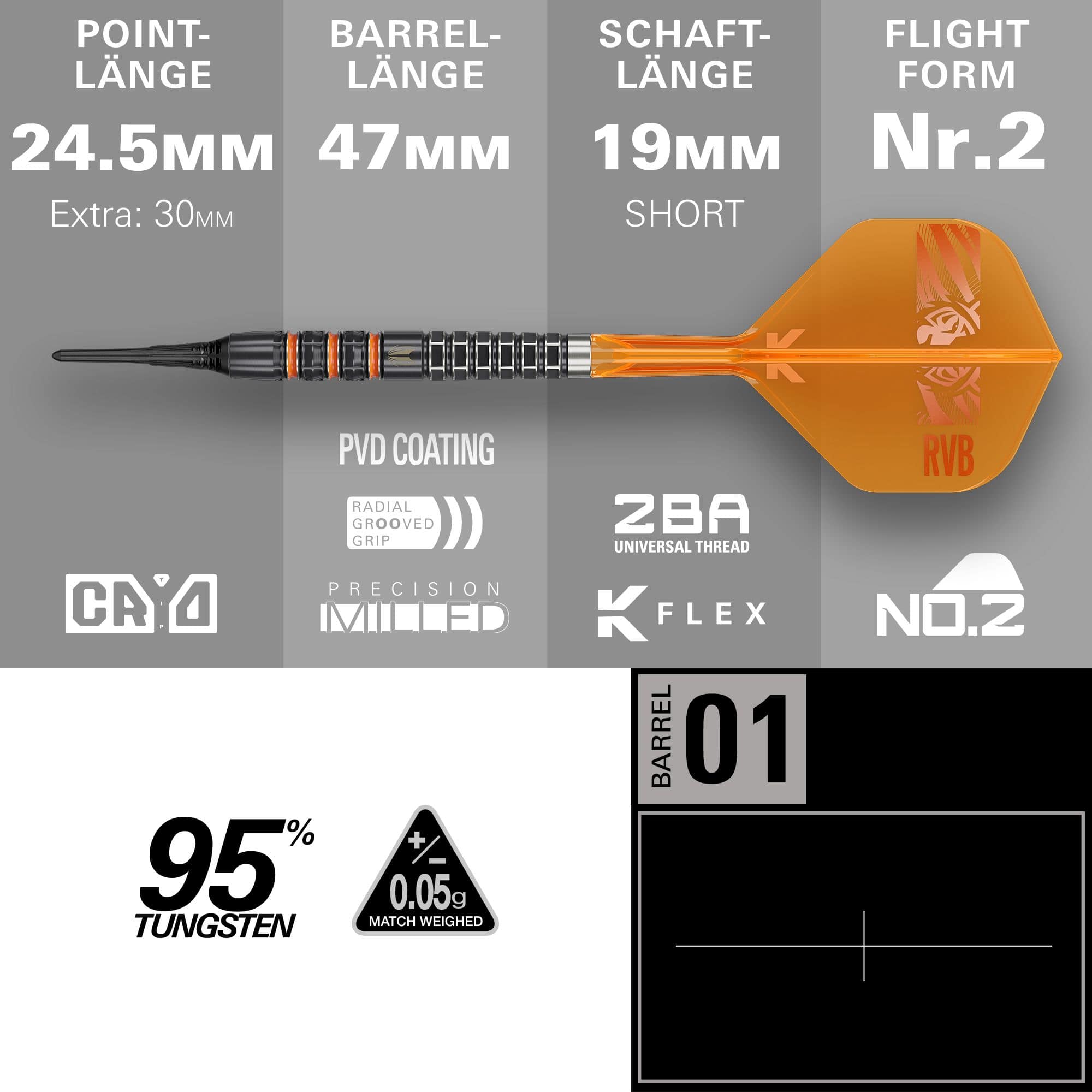 Target Raymond Van Barneveld 95K soft darts - 20g Target Raymond Van Barneveld 95K soft darts - 20g