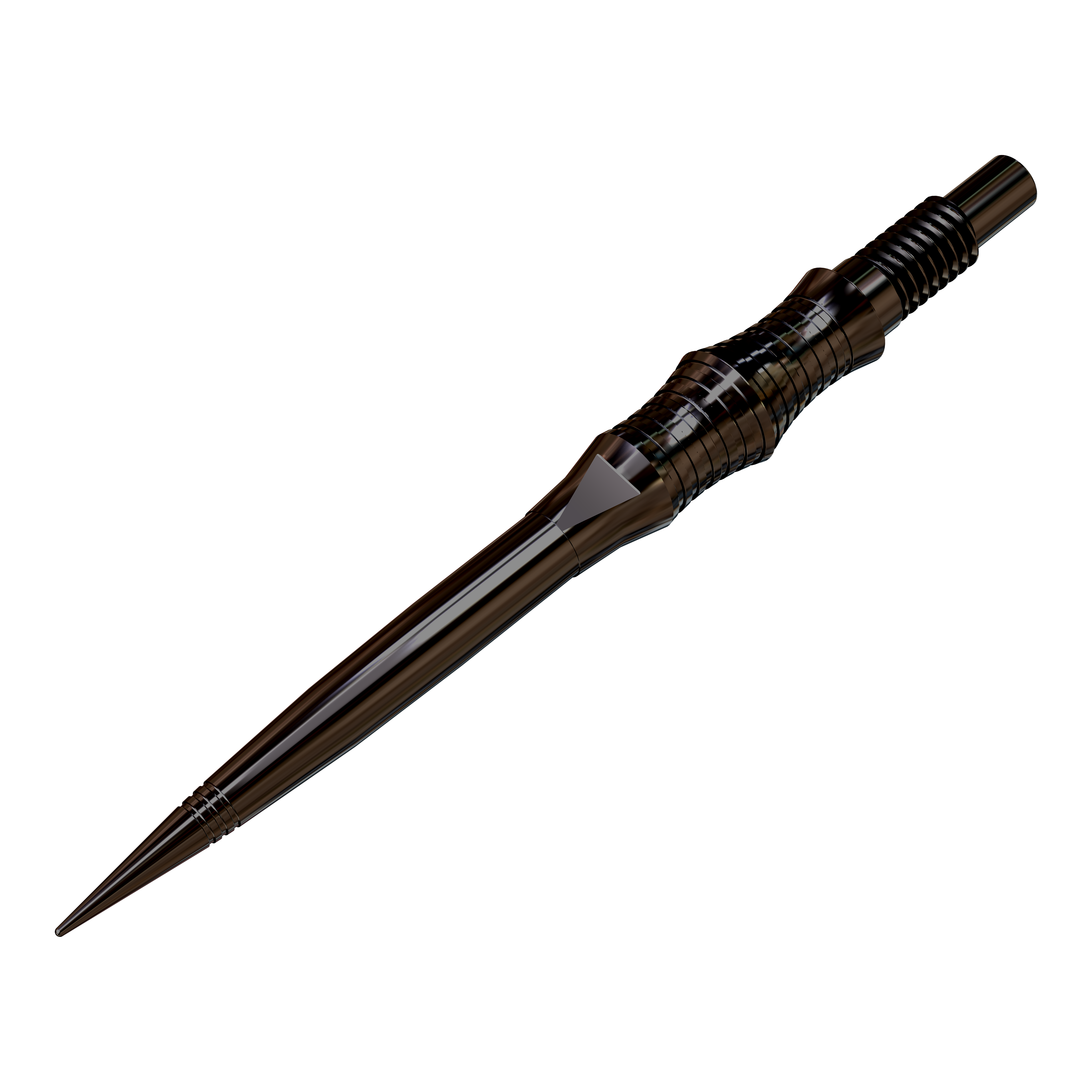 Abgebildet sind schwarze Dartspitzen der Apex Spire Elite Series. Die Spitzen liegen nebeneinander und werden frontal gezeigt.