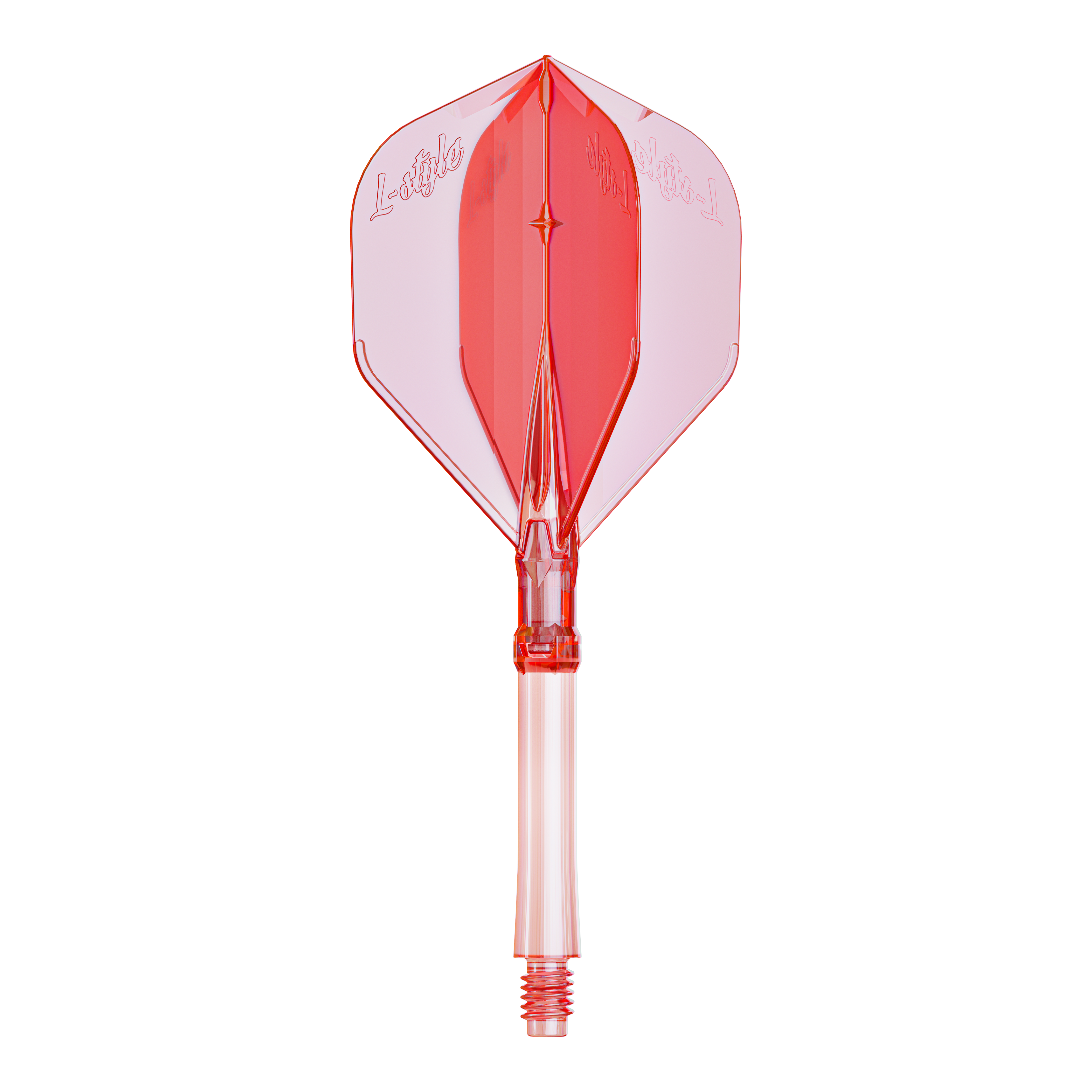 Große Dart-Flights in klarem Rot, vermutlich für den Systemtyp L. Diese Flights eignen sich zum Austausch oder Aufrüsten von Darts.