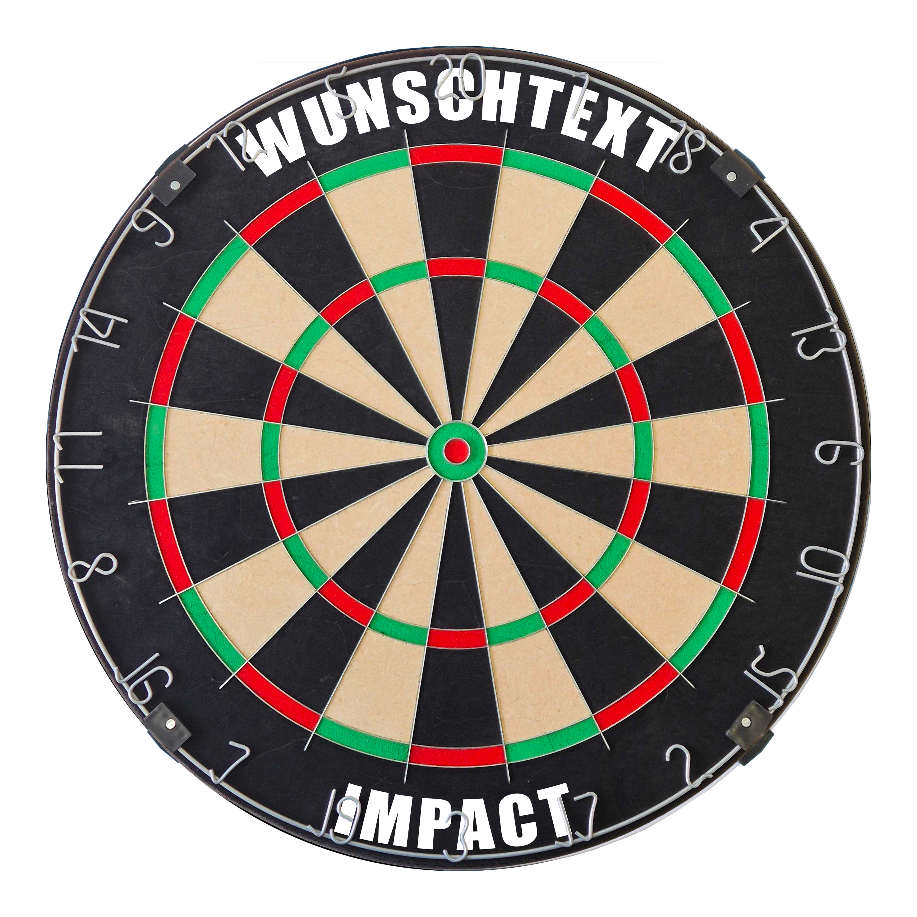 Dieses Bild zeigt ein Produkt mit dem Dateinamen MCDB_Dartboard_mit_Wunschtext_TraditionellerRingSilber_1_Impact_. Das Produktbild ist nicht näher beschrieben.