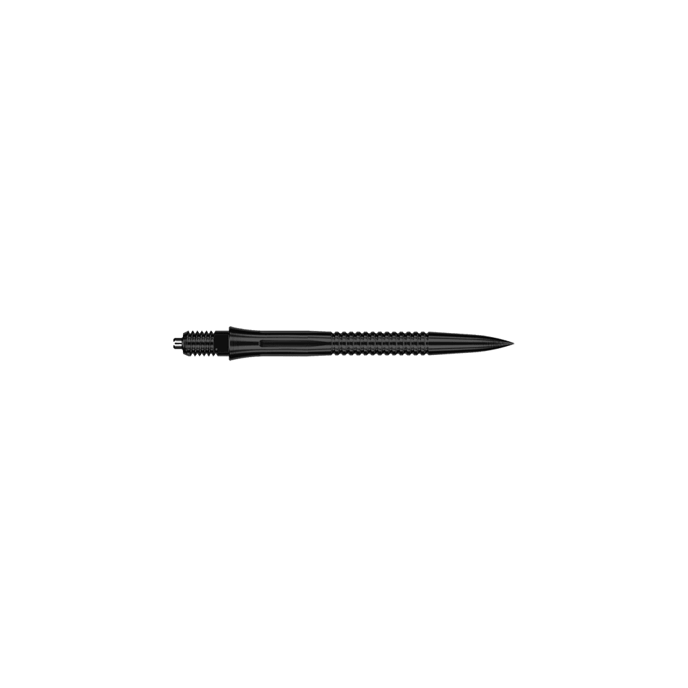 Caliburn EZ-EVO Dart Tips - Grooved - Black Zu sehen ist eine EVO201 Caliburn EZ-EVO Dartspitze mit Rillen in Schwarz und einer Länge von 28 mm. Die Dartspitze eignet sich besonders für den Einsatz im Dartsport.