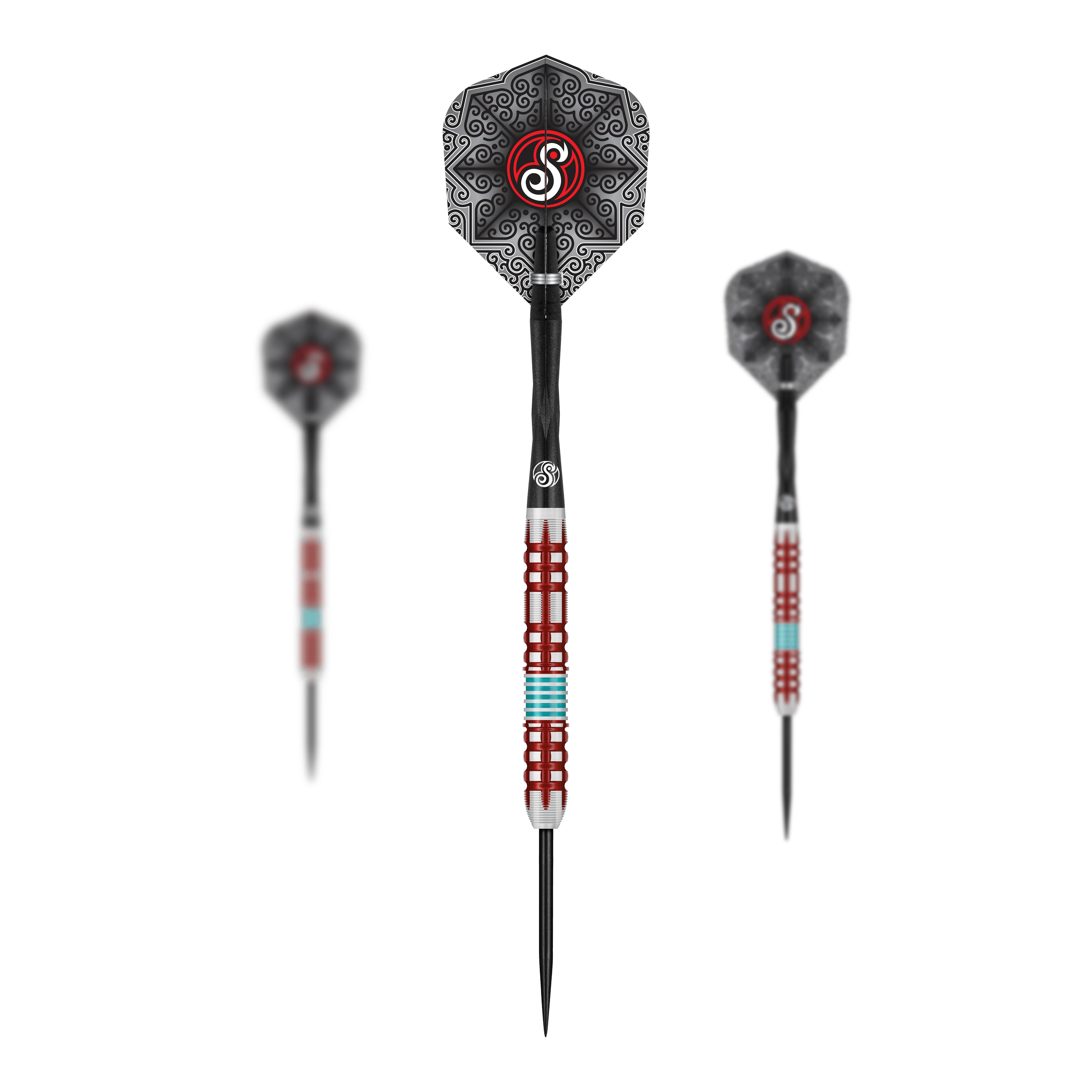 Shot Collab Pro Series Josh Pearson Steeldarts - 23g. Das Bild zeigt ein Set von Steeldarts mit einem Gewicht von 23 Gramm.