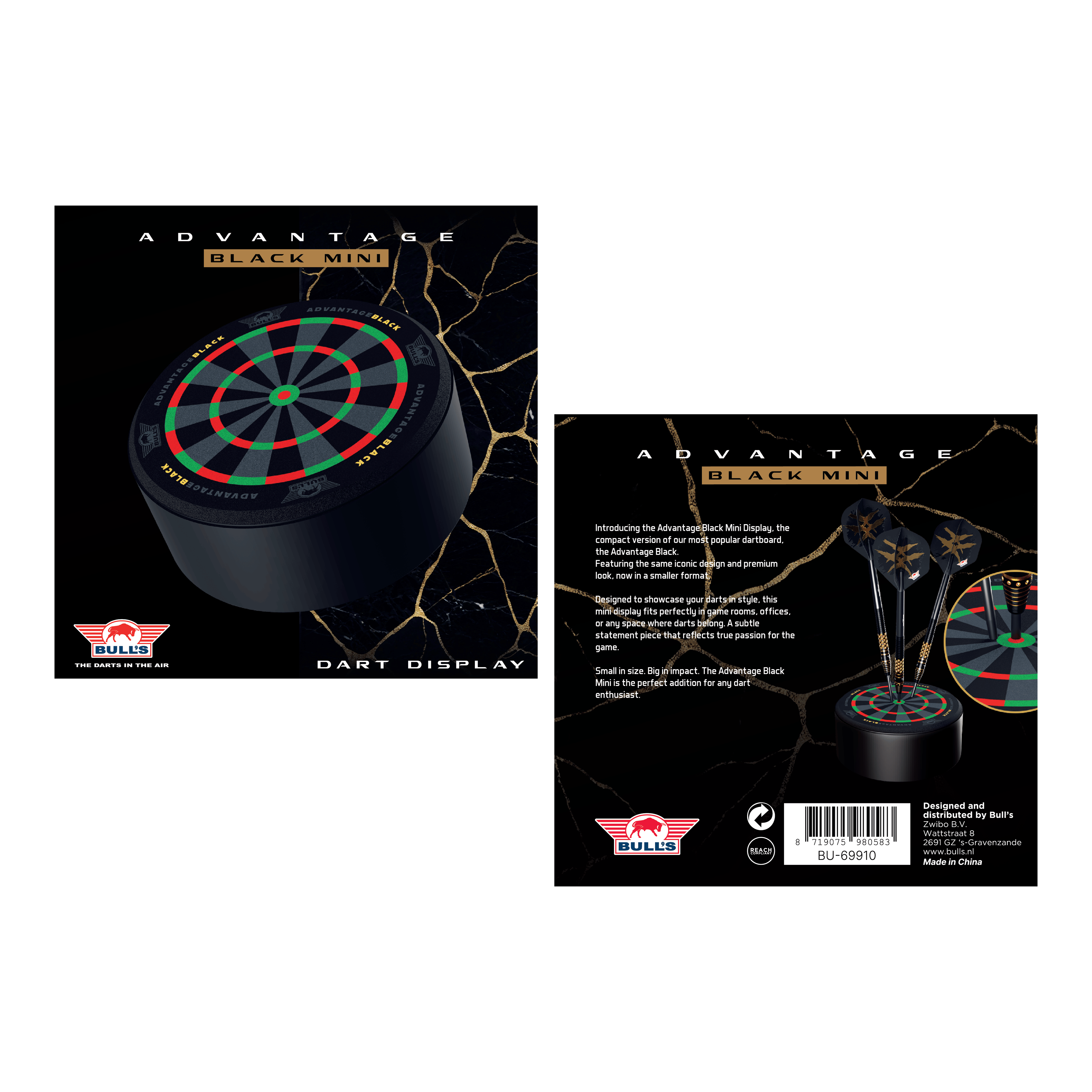 Bulls NL Advantage Black Mini Dart Display Dart Holder Das Bild zeigt den Bulls NL Advantage Black Mini Dart Display Darthalter. Der Halter ist ideal zur Ausstellung von Mini-Darts.