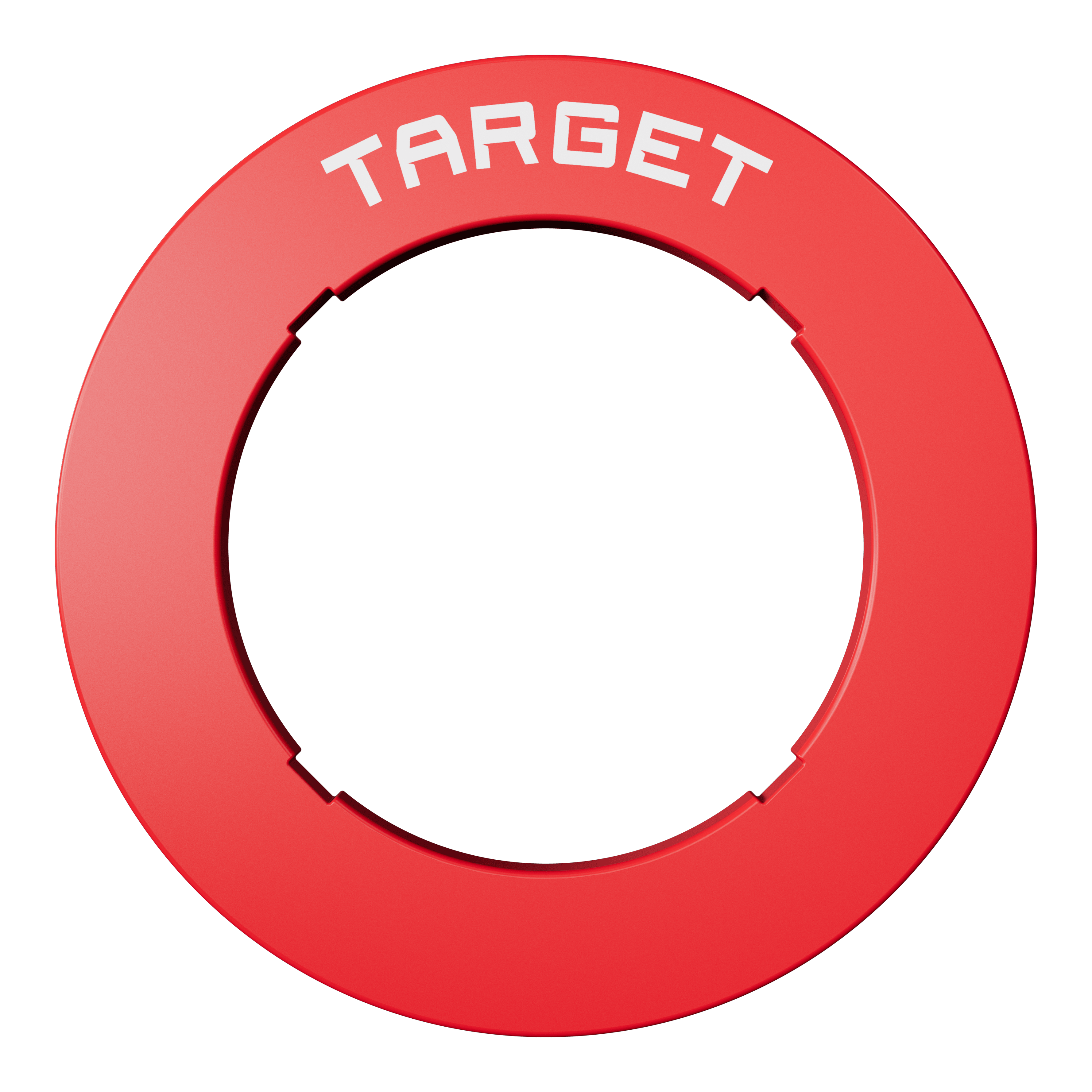 Target Notched Dartboard Surround Eine rote Dartboard-Umrandung ist zu erkennen. Die Form ist rund und die Farbe auffällig.