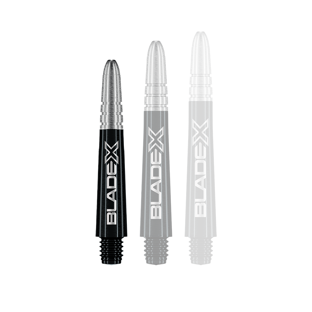 Winmau Vecta Blade X Shafts - Black Bild von Winmau Vecta Blade X Shafts in Schwarz mit 34mm Länge. Die Dartschäfte sind schlank und modern gestaltet.