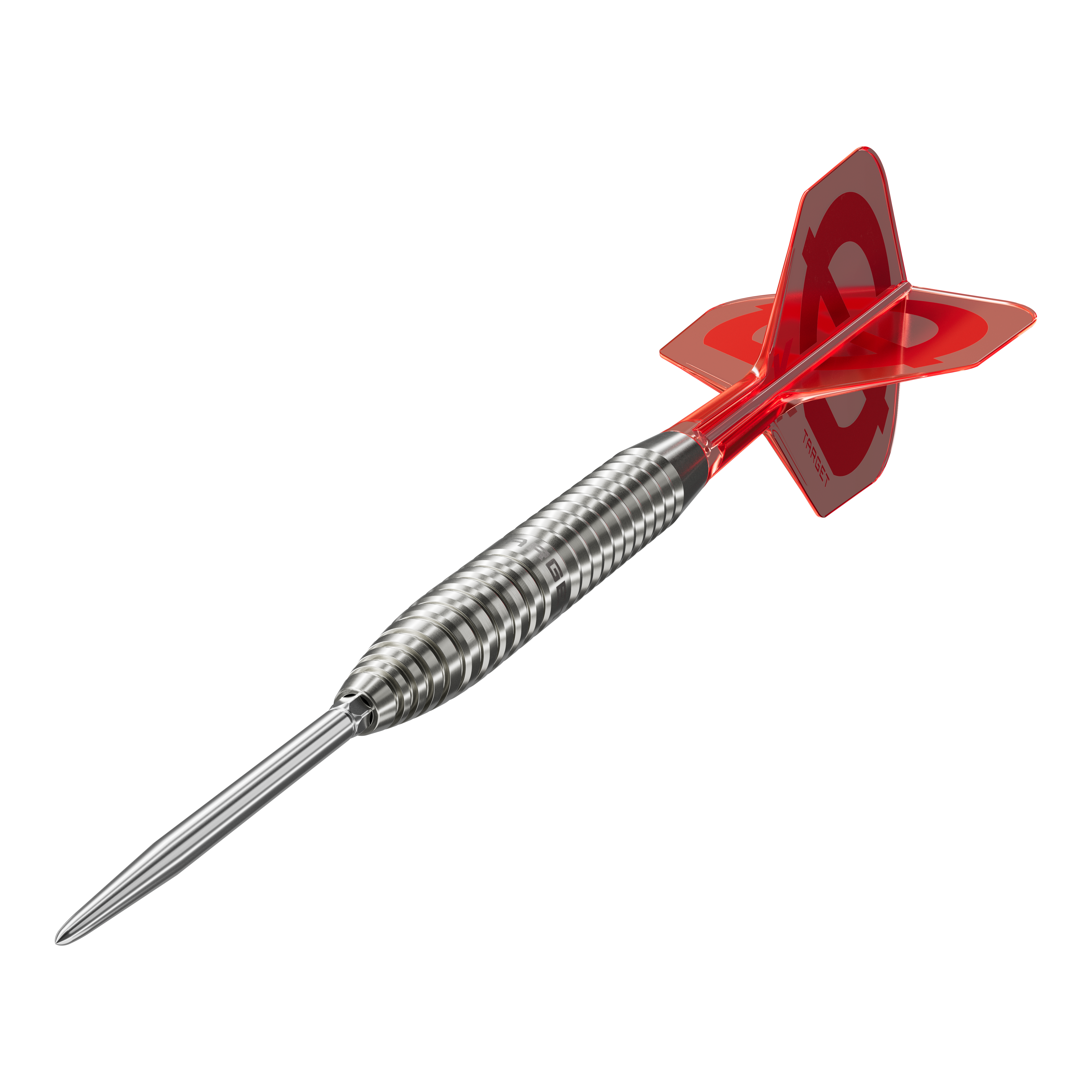 Target Group O 02 Swiss Points Steel Darts Abgebildet ist das Target Group O 02 Swiss Points Steeldarts Set. Das Produkt wird aus der Nähe gezeigt.