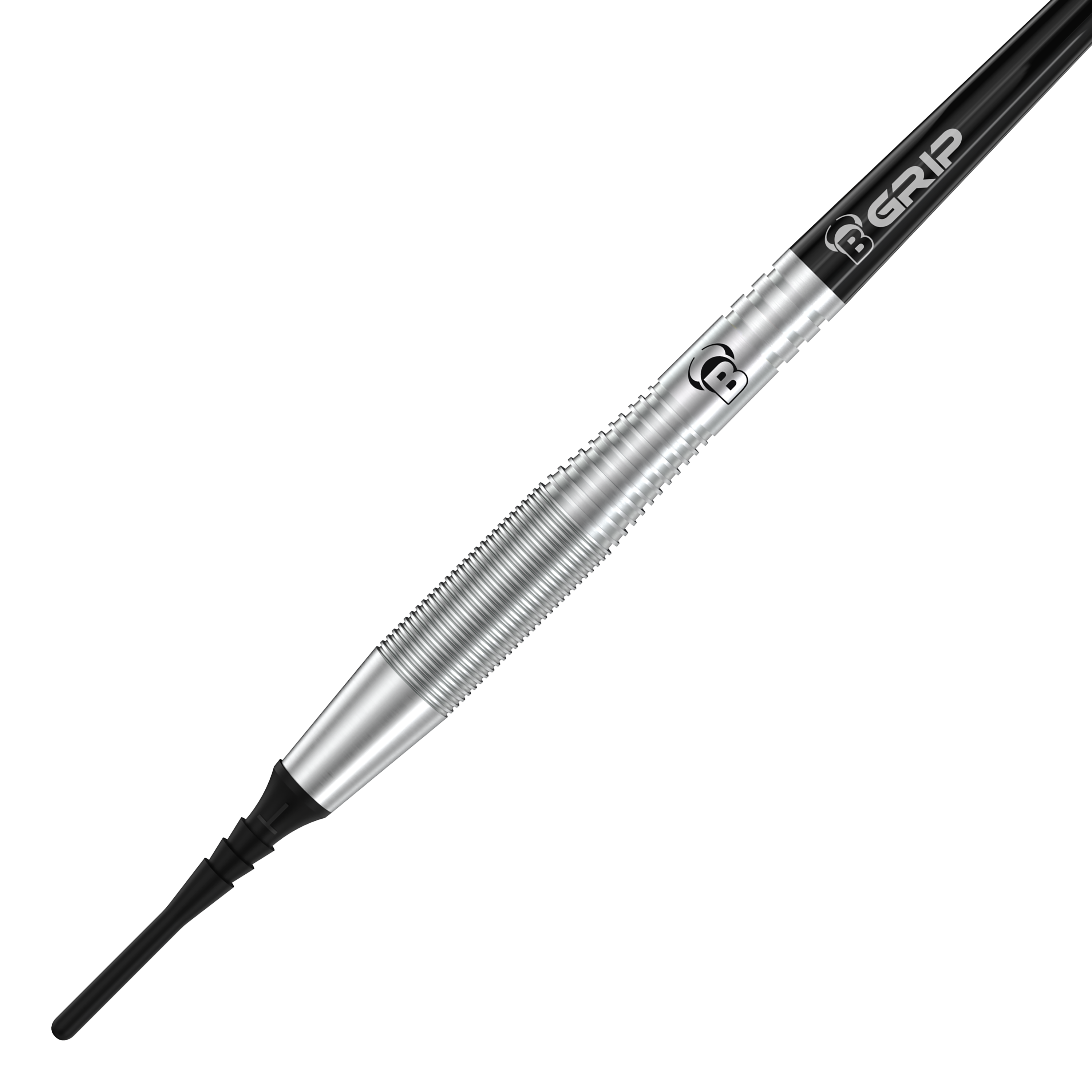 Bulls Martin Schindler TW80 soft darts - 18g Auf dem Bild ist ein Bulls Martin Schindler TW80 Softdart mit einem Gewicht von 18g zu sehen. Der Dart hat ein silbernes, geriffeltes Griffstück und eine schwarze Spitze.