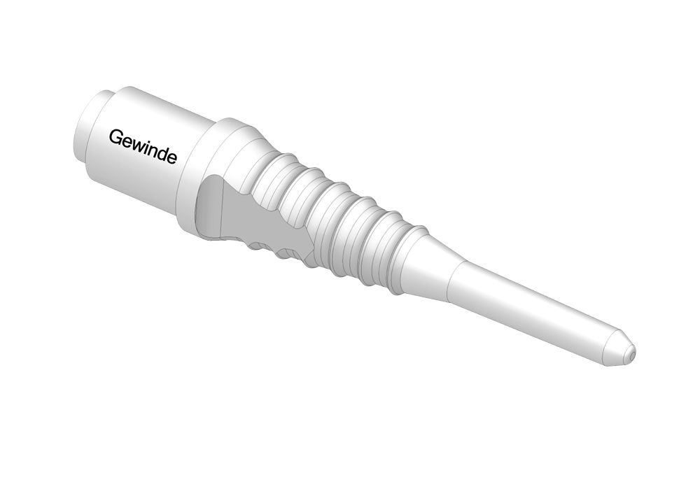 990_McDart_Evo_Grip_25992fa94c0af2 Auf dem Bild ist eine McDart Evo Grip Spitze abgebildet. Sie ist weiß und hat eine geriffelte Oberfläche für besseren Halt.