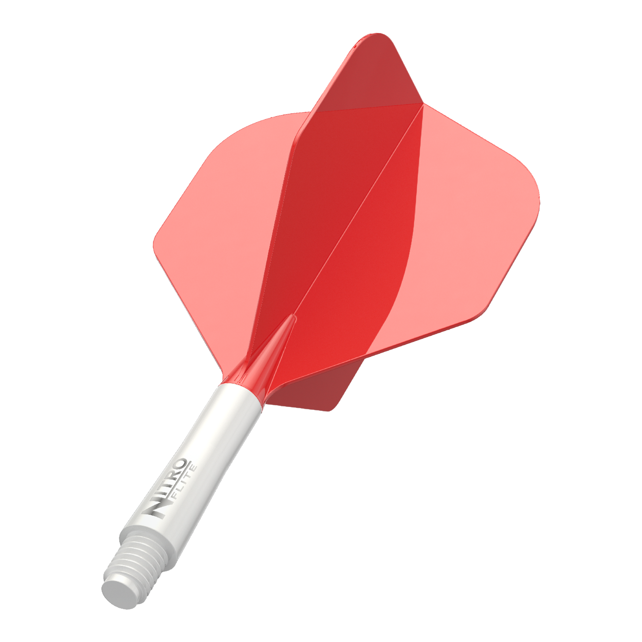 Dieses Bild zeigt einen Red Dragon Nitro Flite Dart Flight in Weiß und Rot, No2, Short (22mm). Es handelt sich um ein Zubehörteil für Darts, das die Flugeigenschaften verbessert.