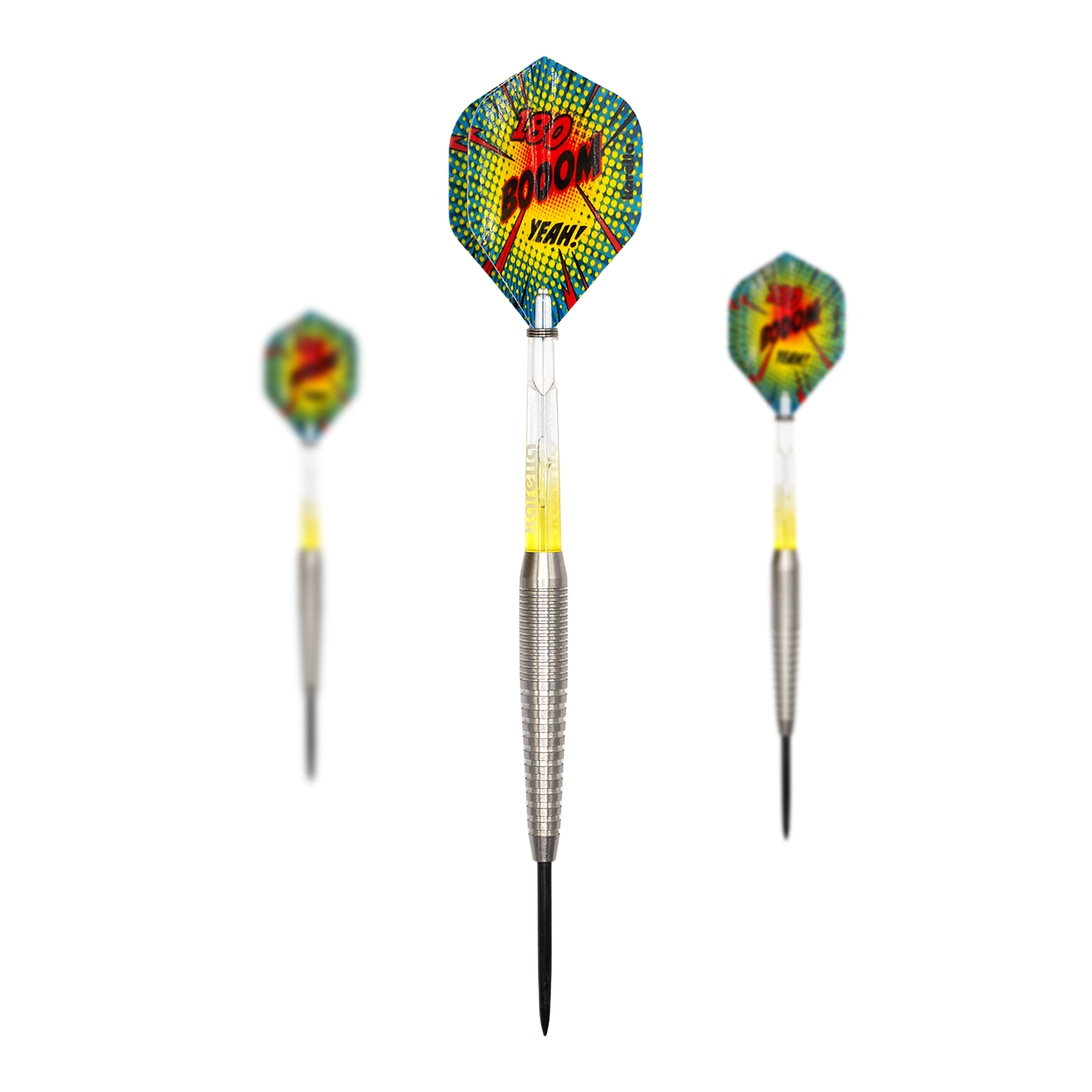 Karella Comic Line CL-5 steel darts - 21g Abgebildet wird das Set Karella Comic Line CL-5 Steeldarts - 21g. Das Set beinhaltet mehrere Steeldarts mit Comic-Motiv.