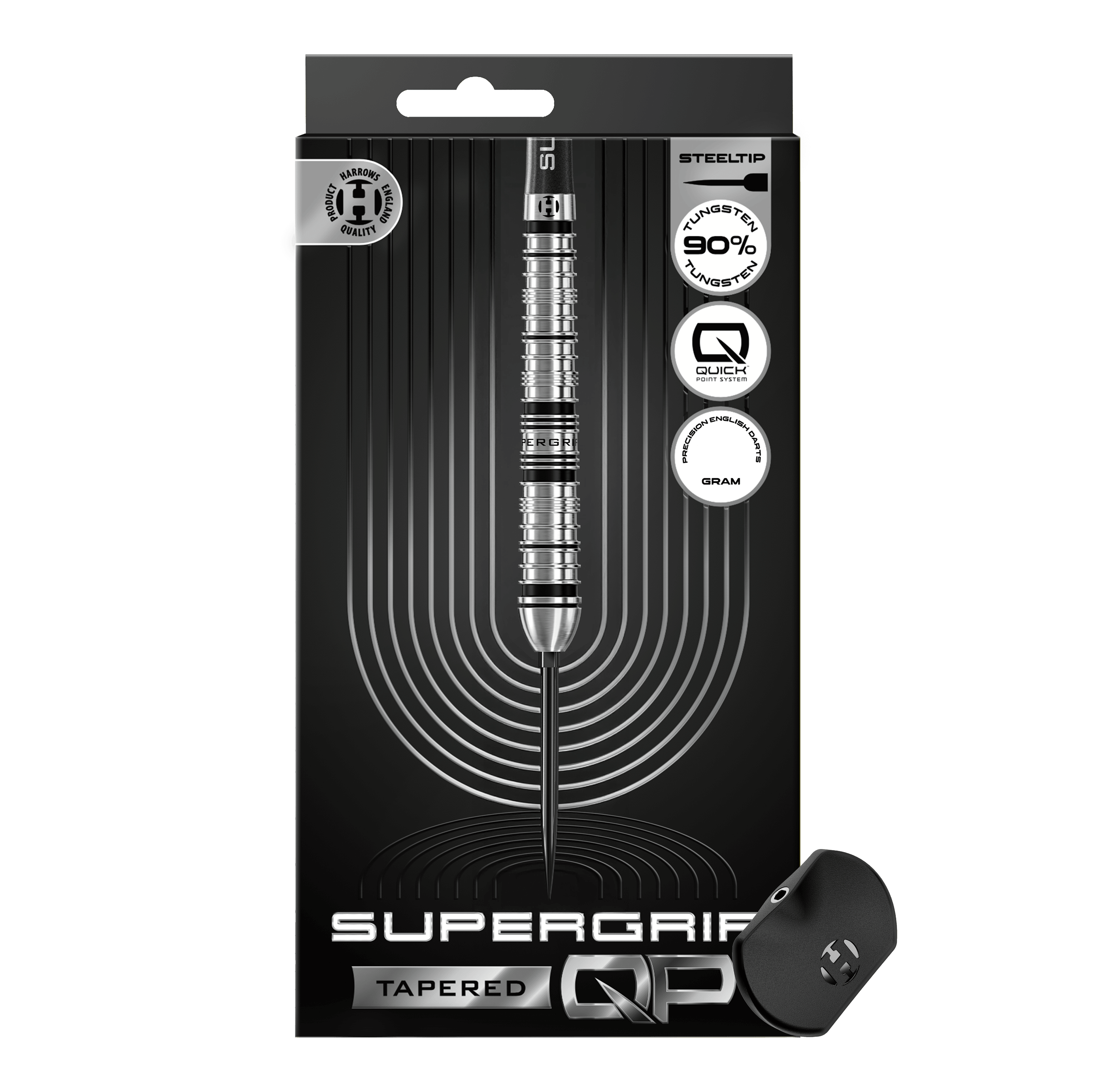 Harrows Supergrip Tapered Quick Point Steel Darts Zu sehen sind die Harrows Supergrip QP Tapered Quick Point Steeldarts. Die Darts bieten ein modernes Design und optimale Spieleigenschaften.