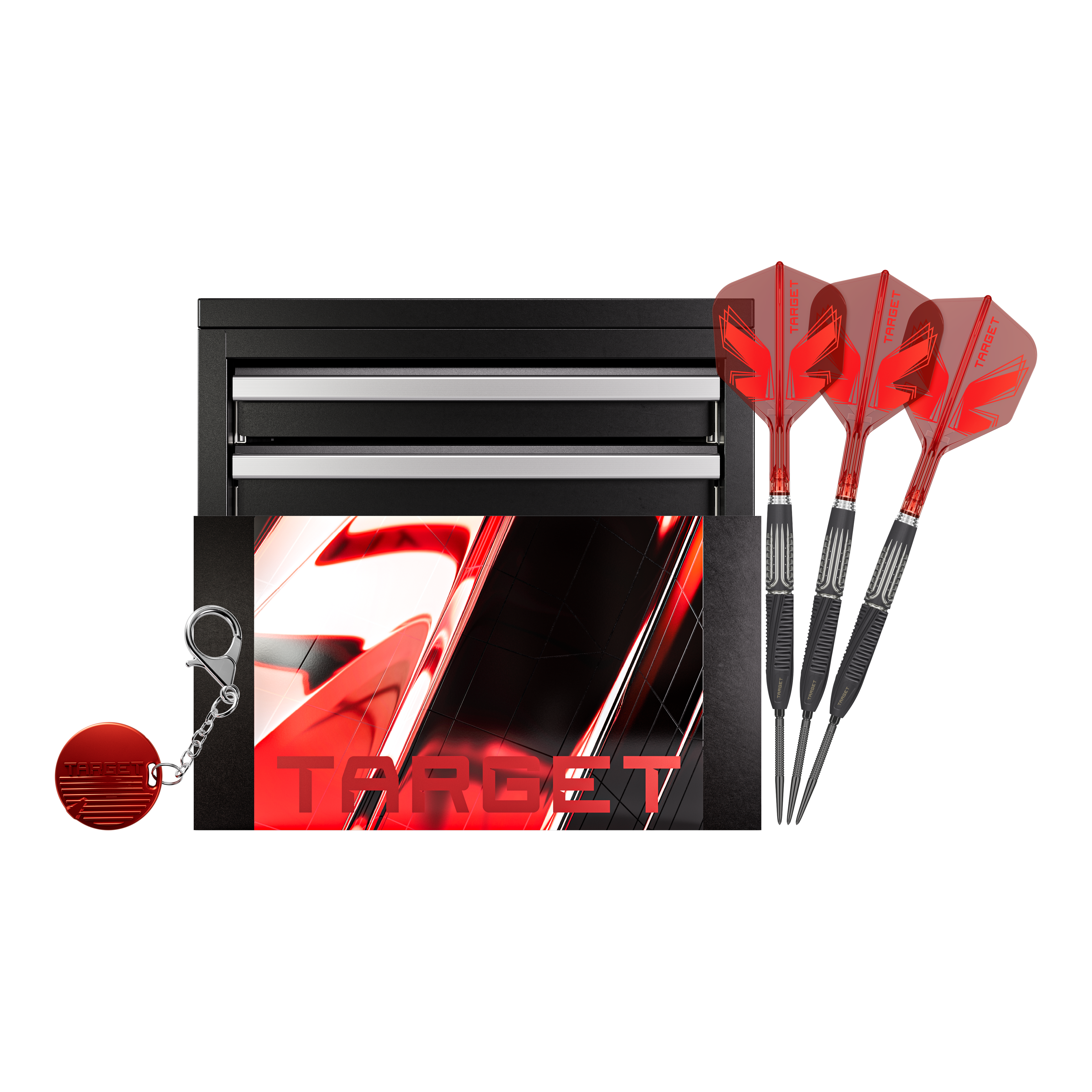 Target Shift Swiss Point Steel Darts Abgebildet ist das Target Shift Swiss Point Steeldarts Set. Das Set ist komplett und ordentlich angeordnet.