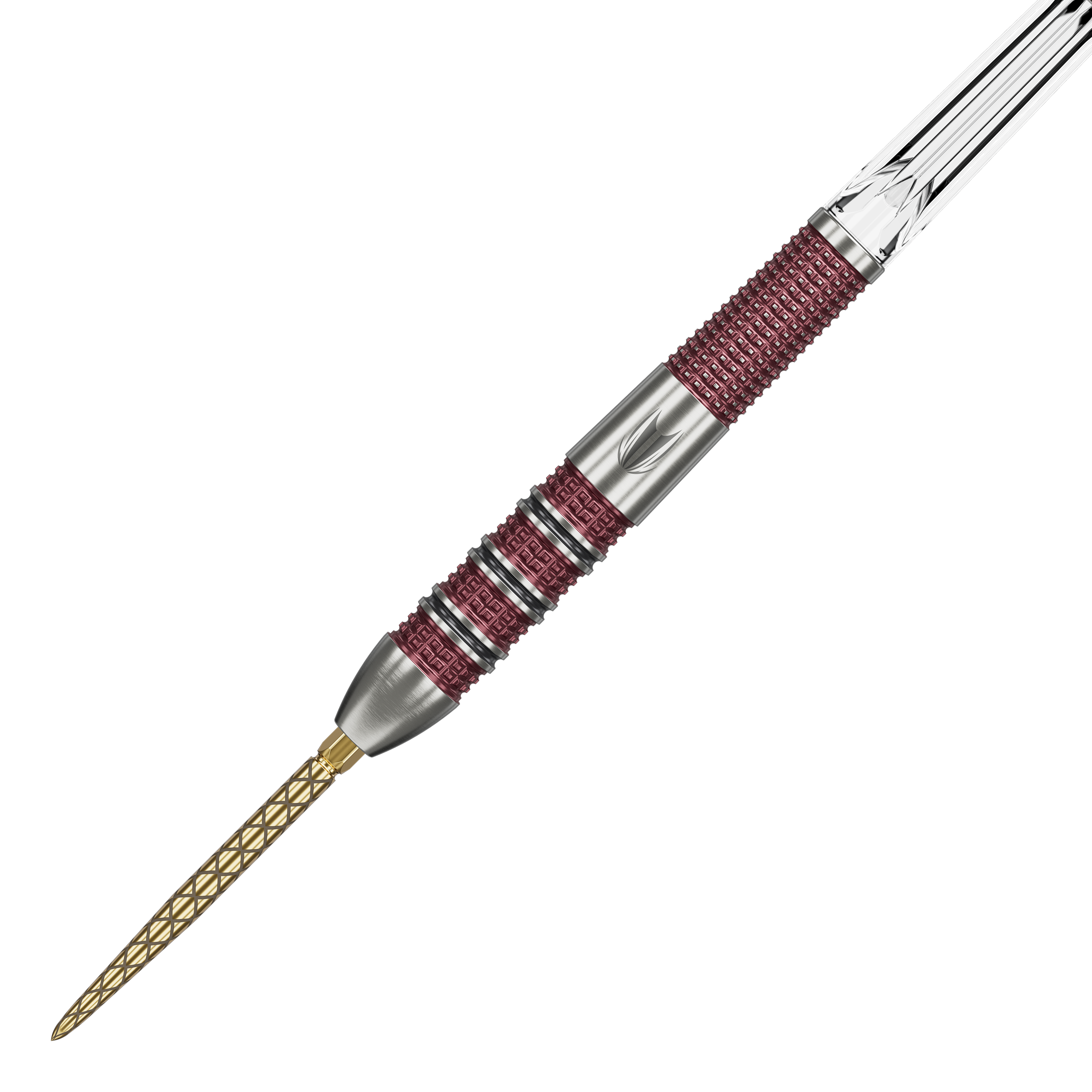 Target Stephen Bunting 95K Swiss Point Steel Darts Dies ist ein Target Stephen Bunting 95K Swiss Point Steeldart. Der Dartpfeil hat eine silberne und rote Griffzone sowie eine goldfarbene Spitze.