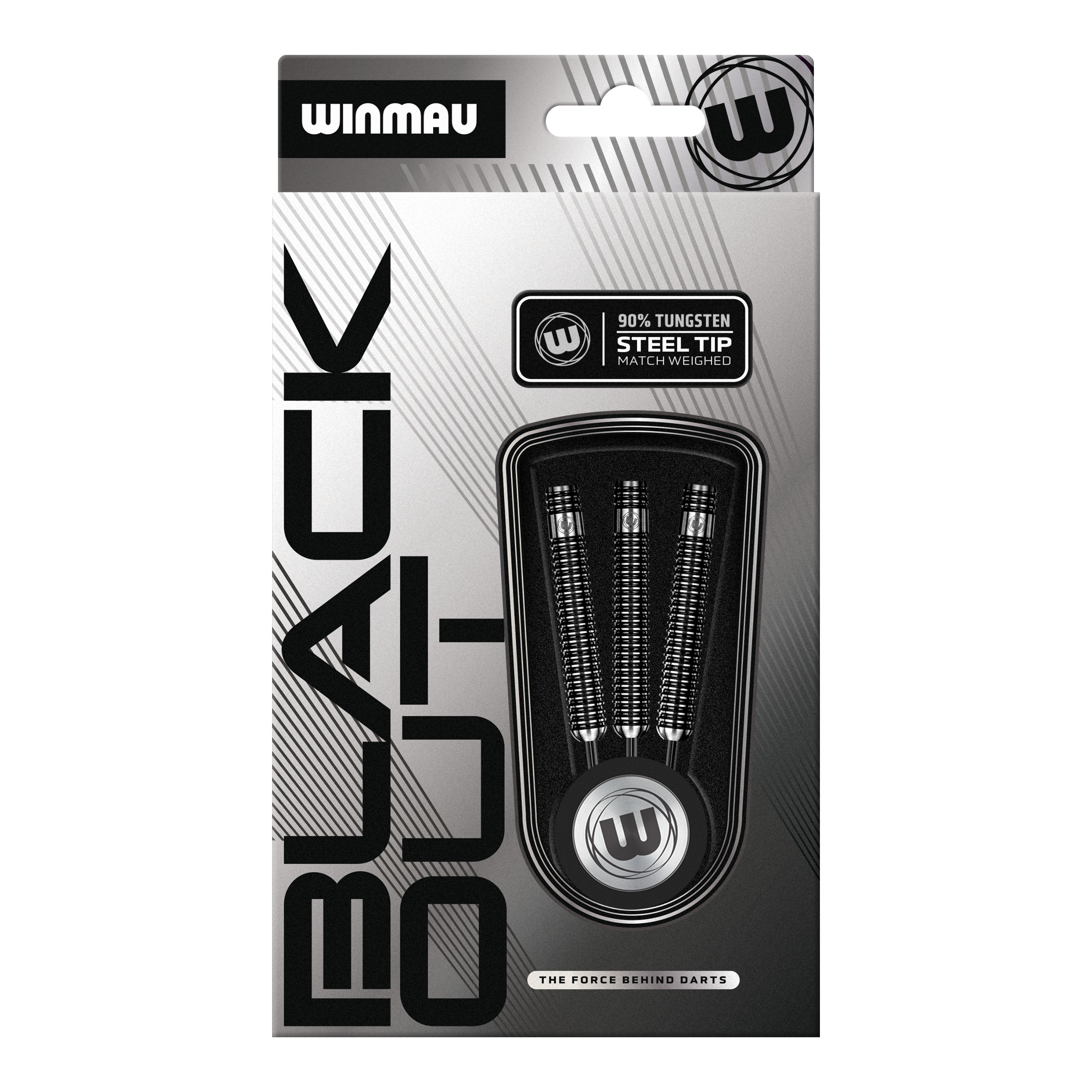 Winmau Blackout Variant 1 steel darts Das Bild zeigt die Winmau Blackout Variante 1 Steeldarts. Diese Steeldarts sind aus Tungsten gefertigt und für Präzision entwickelt.