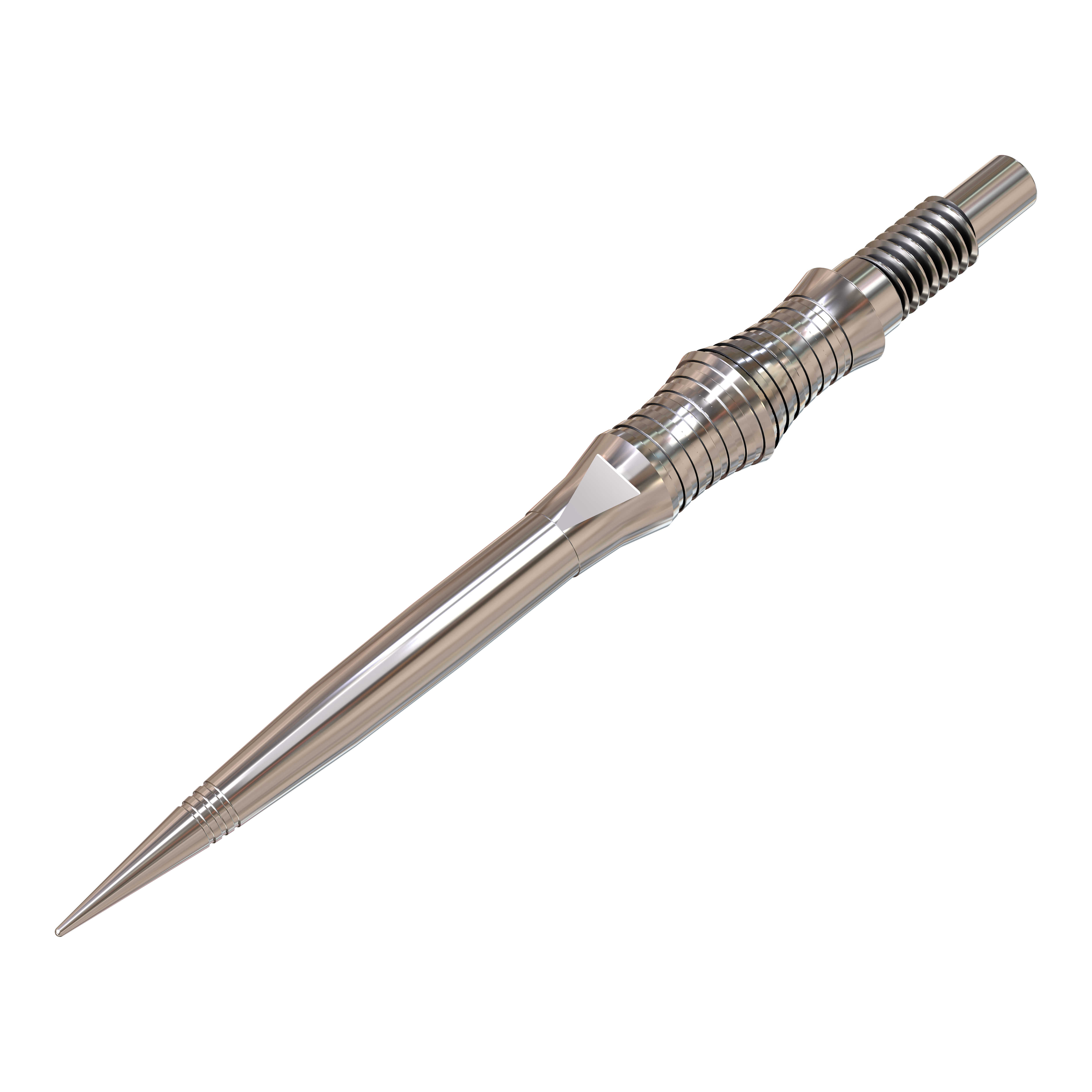 Harrows Quick Point Apex Spire Elite Series Dartspitzen in Silber. Die Spitzen sind silberfarben und präzise gearbeitet.