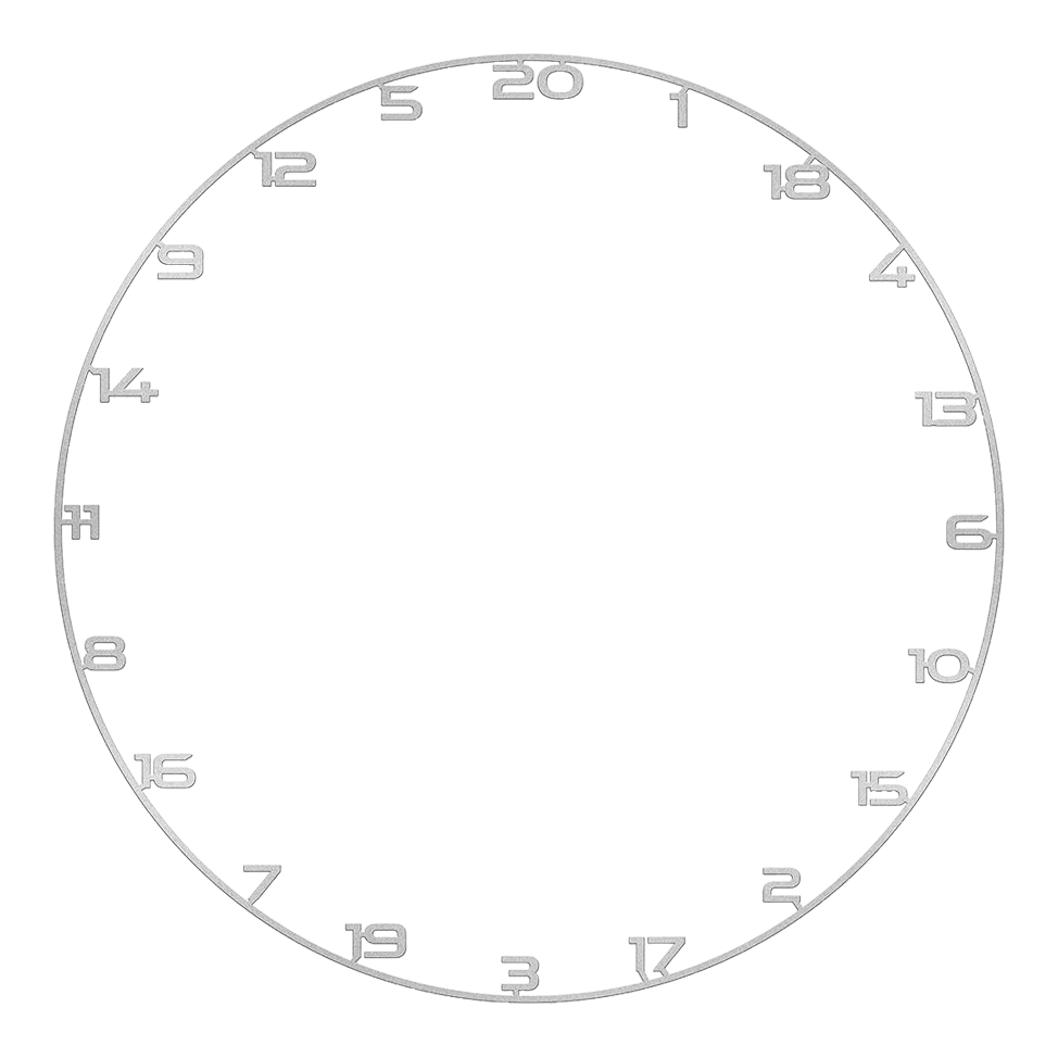 Bullet Dartboard Number Ring Das Bild zeigt einen Dartboard-Zahlenring in Silber. Der Zahlenring eignet sich zur Anzeige der Punktebereiche am Dartboard.