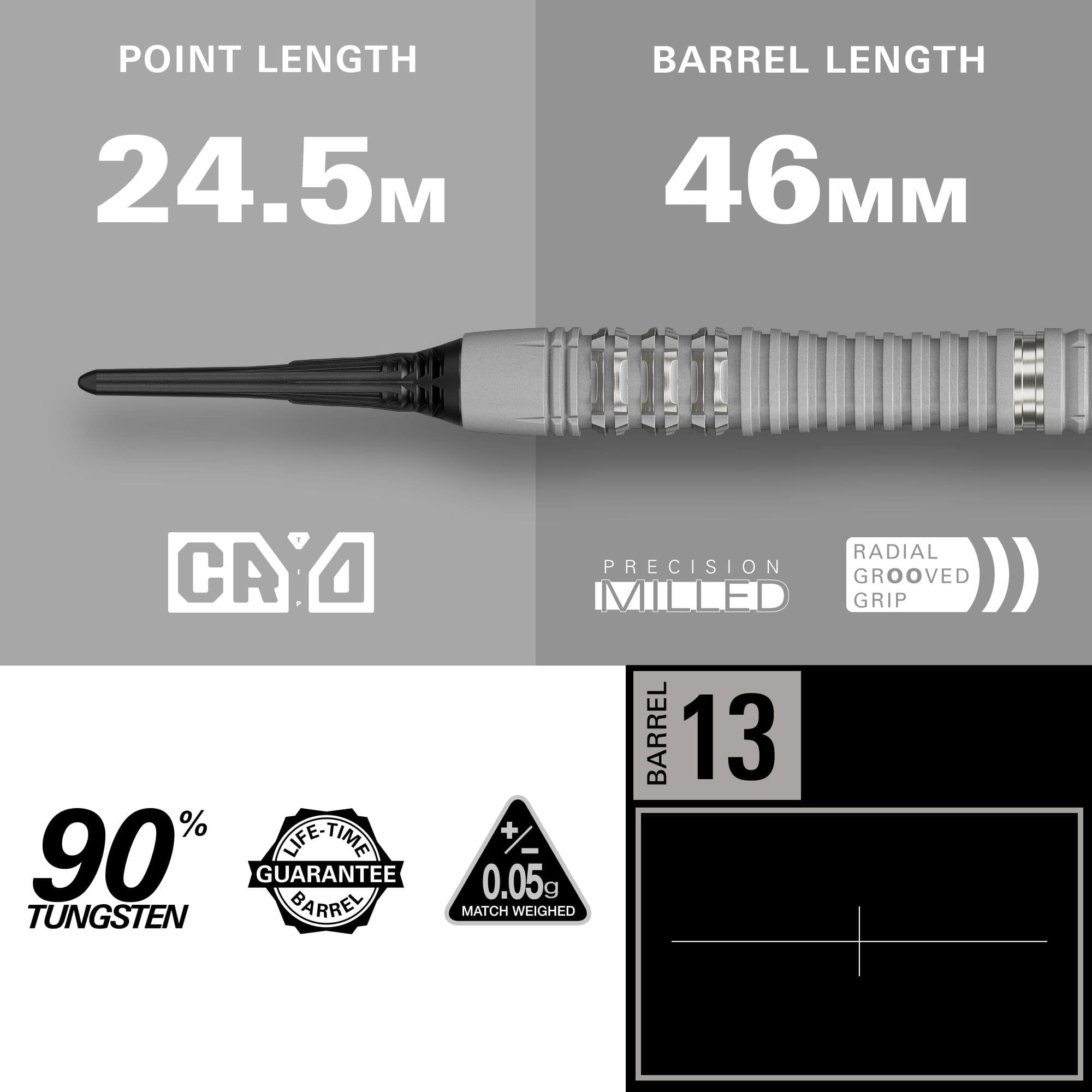 Target Cryo 13 Softdarts Das Bild zeigt die Target Cryo 13 Softdarts. Die Darts sind meist in einer Nahaufnahme mit hochwertigem Design abgebildet.