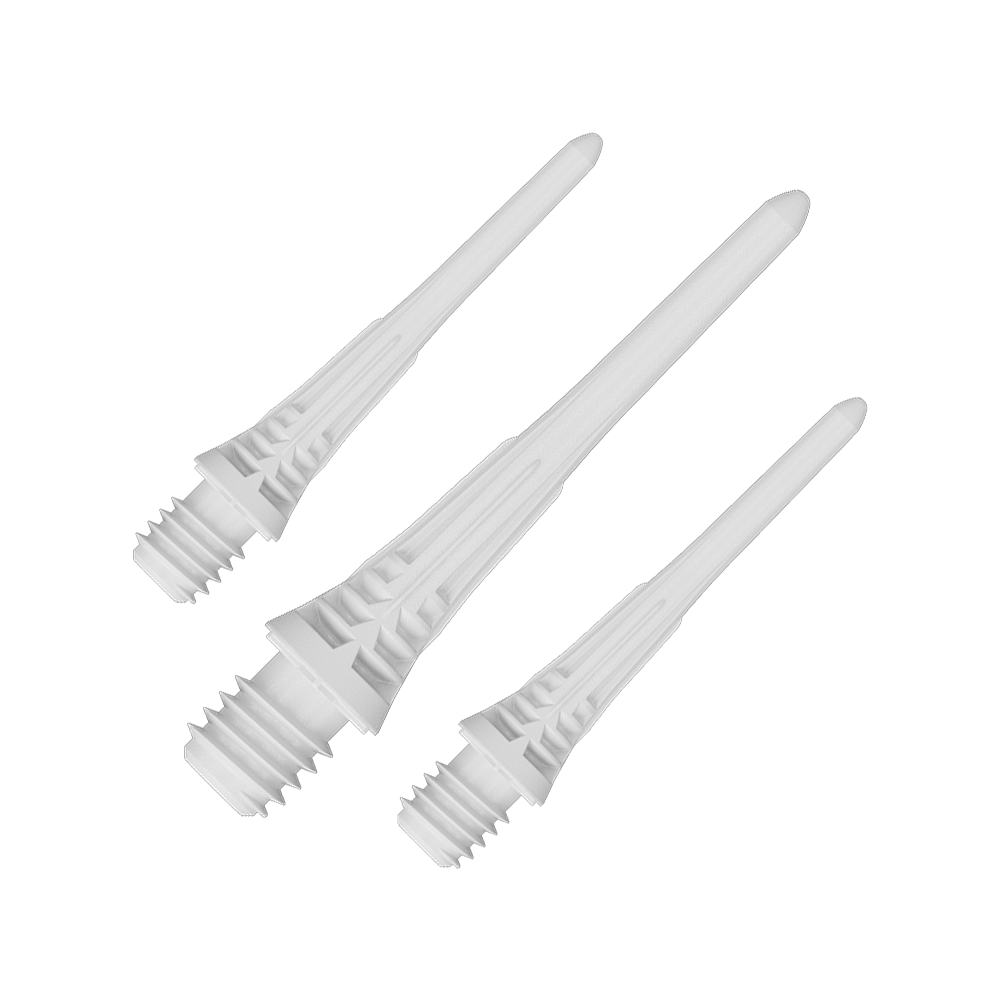 Target Cryo Soft Dart Tips 30 Pack - White Target Cryo Softdartspitzen 30er Pack - Weiß werden einzeln dargestellt. Das Bild hebt die Form und die Farbe der Softdartspitzen hervor.