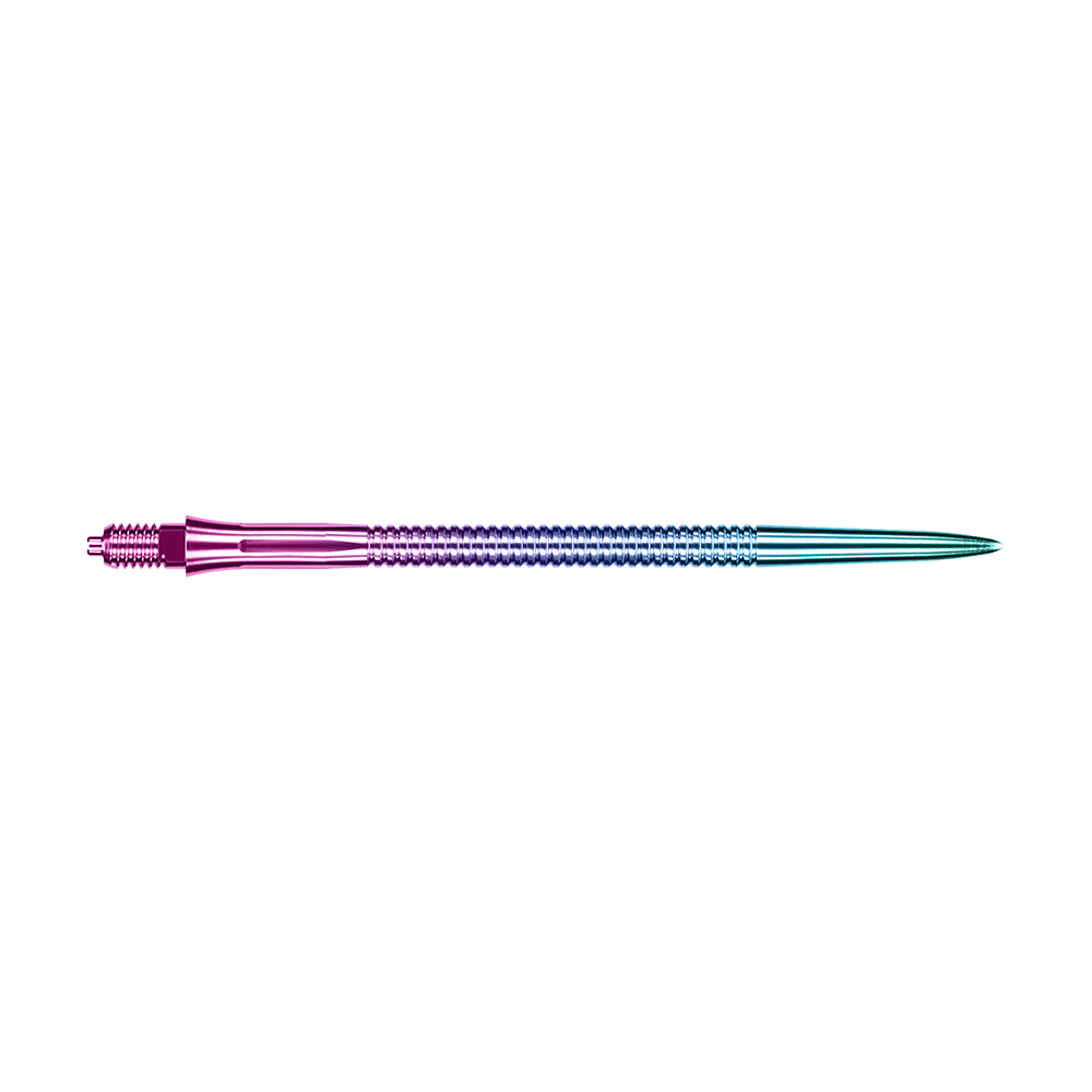 Caliburn EZ-EVO dart tips - Grooved - Rainbow Gezeigt werden Caliburn EZ-EVO Dartspitzen mit Rillen im Rainbow-Design, 45 mm Länge. Das Set enthält Dartspitzen mit auffälligen Regenbogenfarben.