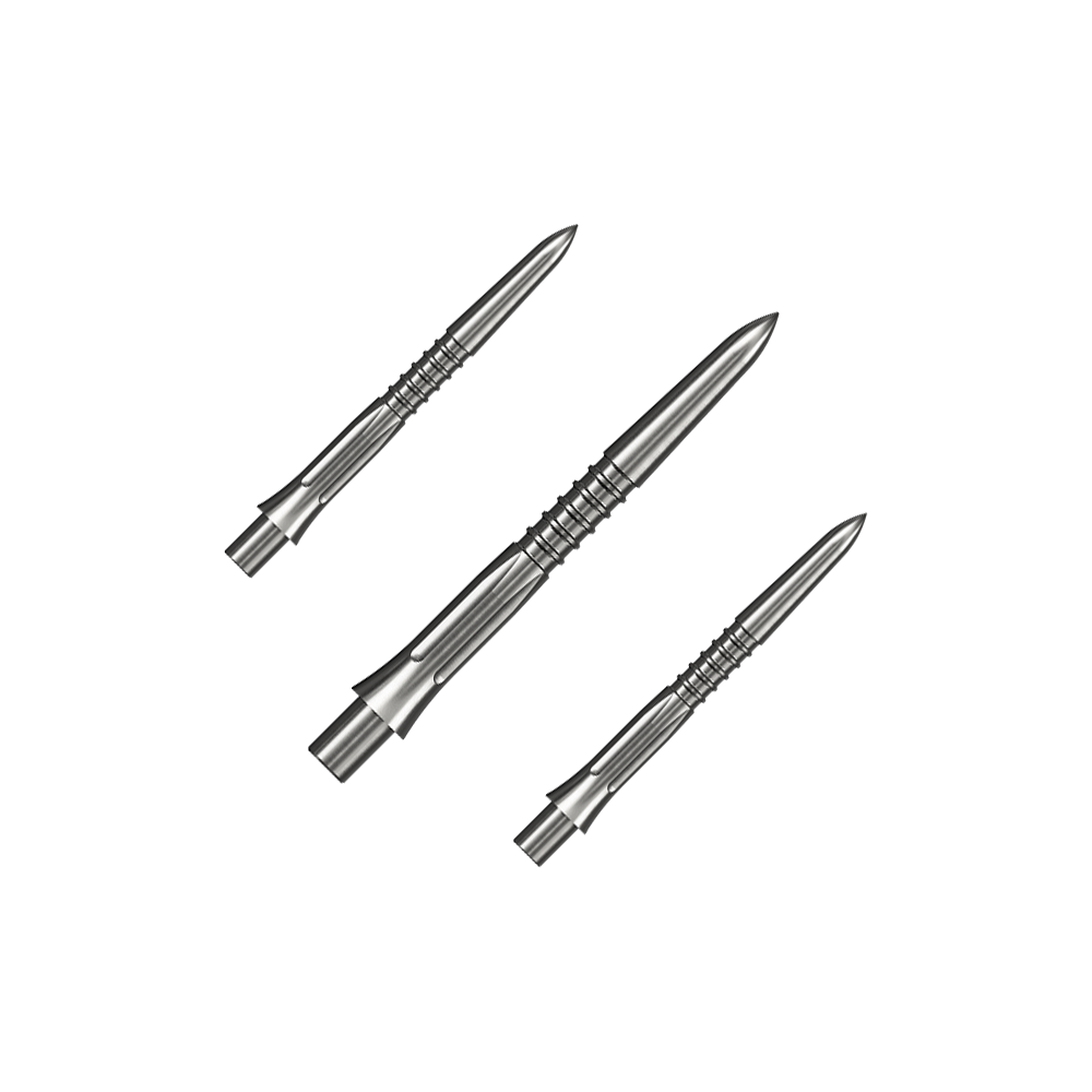 Mission Caliburn EVO dart tips GV1 - silver Auf dem Bild ist ein Set silberner Steeldartspitzen mit 26 mm Länge zu sehen. Mehrere Spitzen sind zusammen angeordnet.