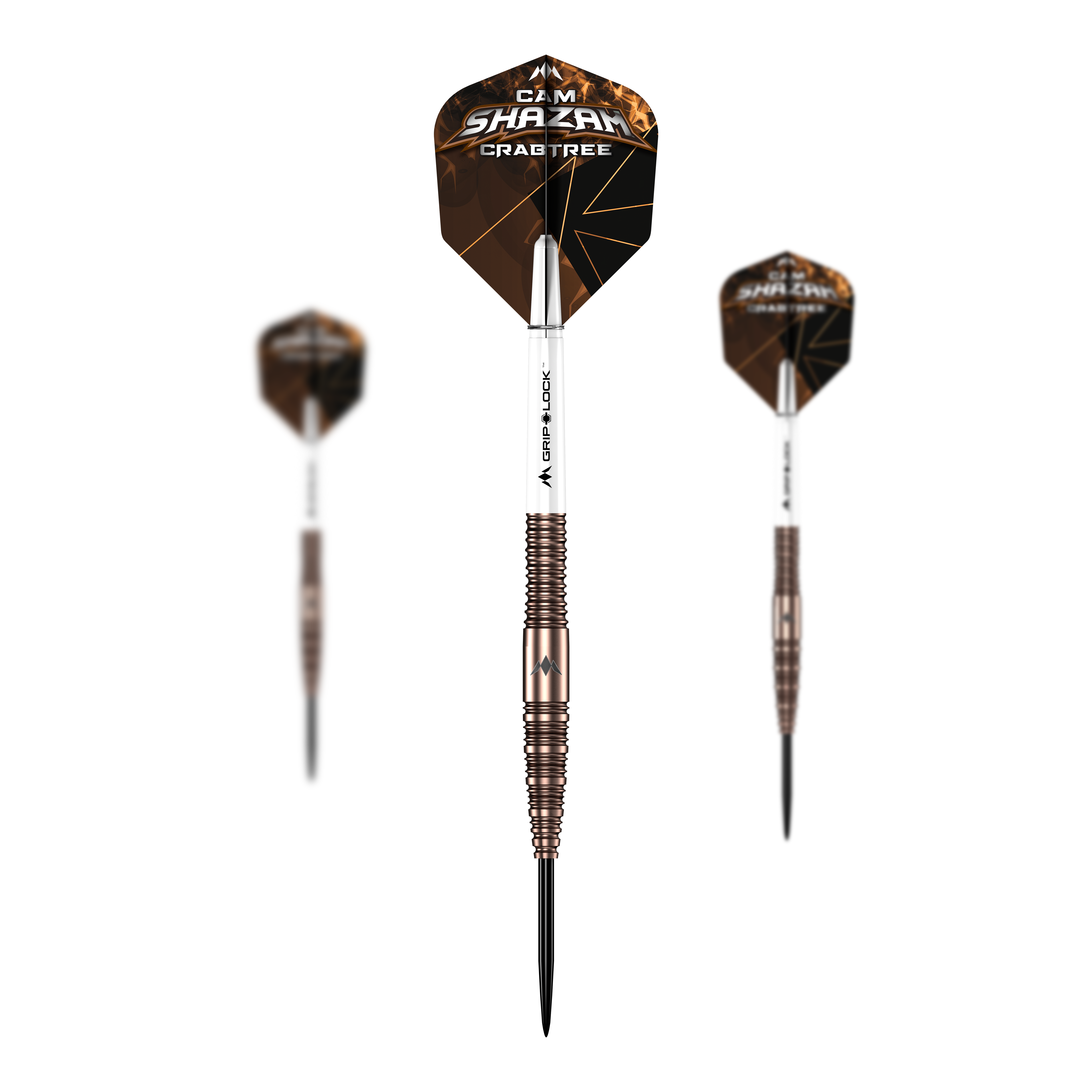 Mission Cam Crabtree V2 95% Tungsten Steel Darts Das Bild präsentiert ein Set der Mission Cam Crabtree V2 Steeldarts. Mehrere Dartpfeile werden gemeinsam gezeigt.
