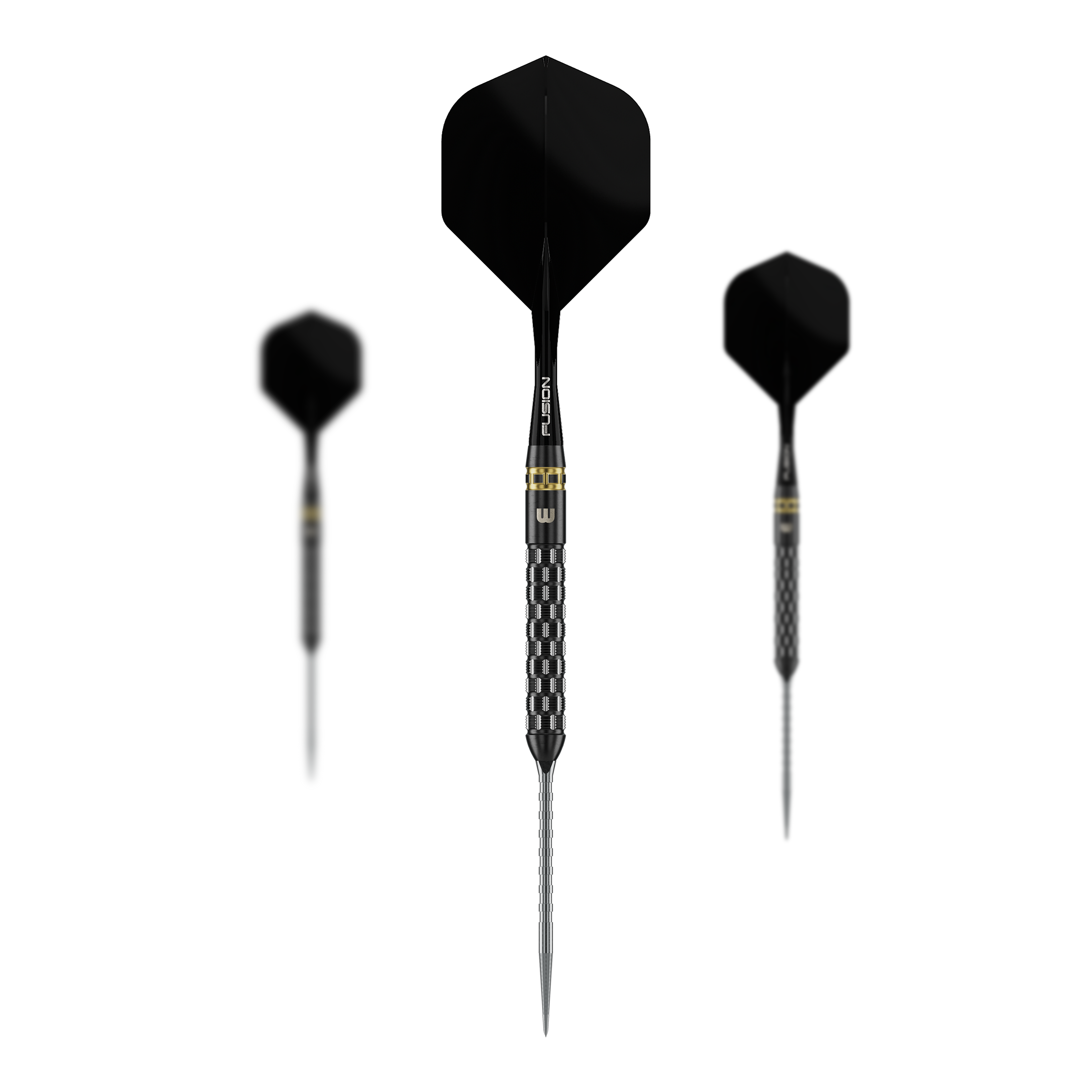 Zu sehen ist ein Set Winmau Gian Van Veen TS-PRO Switch Point Steeldarts. Die Darts liegen als kompletter Satz nebeneinander.