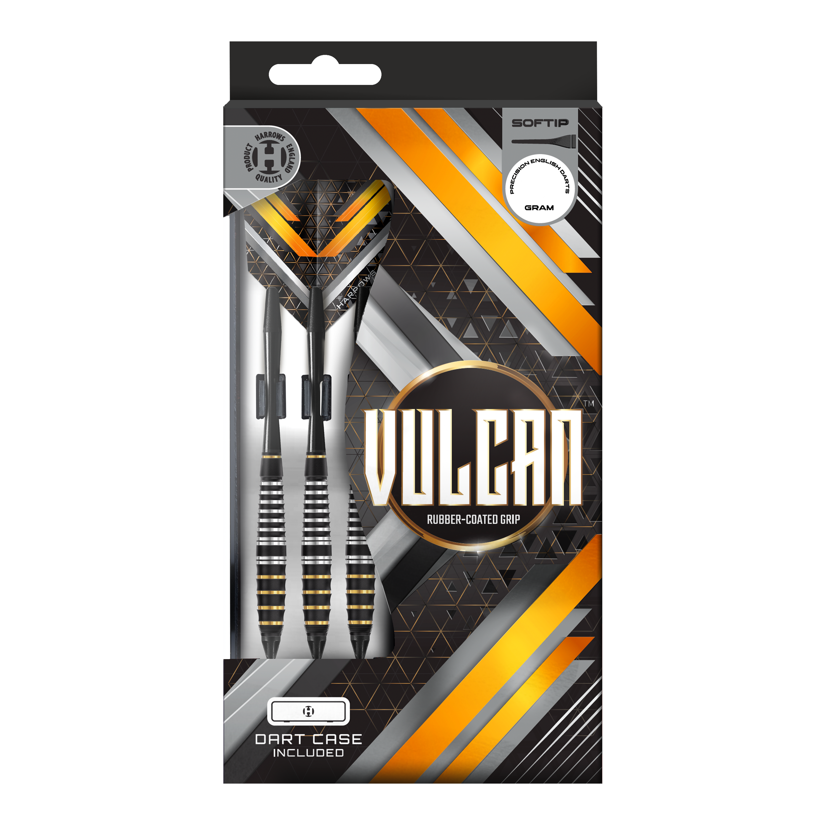 Harrows Vulcan Softdarts Zu sehen sind die Harrows Vulcan Softdarts. Diese Softdarts zeichnen sich durch ihr modernes Design aus.