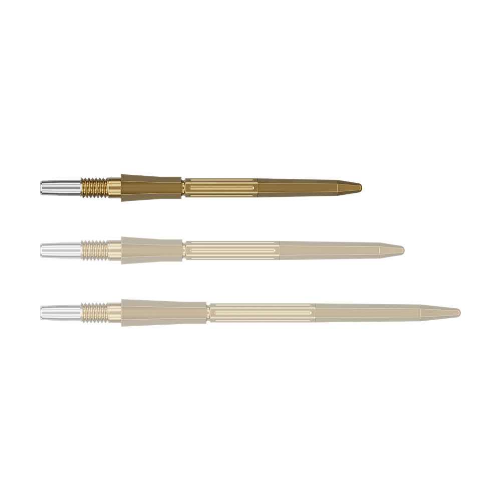 Target Elysian Archetype 43 Swiss Point Steel Dart Tips - Gold Auf dem Foto sind goldfarbene SwissPoint Dartspitzen mit 30 mm Länge zu sehen. Die Dartspitzen sind für Zielgenauigkeit beim Dartspiel entwickelt.
