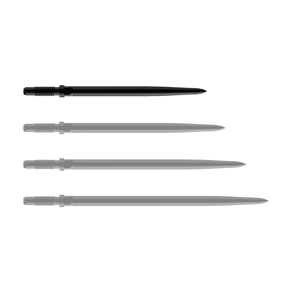 Bulls NL Convertible Point Dart Tips - Smooth - Black Gezeigt sind BullsNL Convertible Points Smooth in Schwarz mit einer Länge von 32 mm. Die Produktspitzen sind einzeln zu sehen.