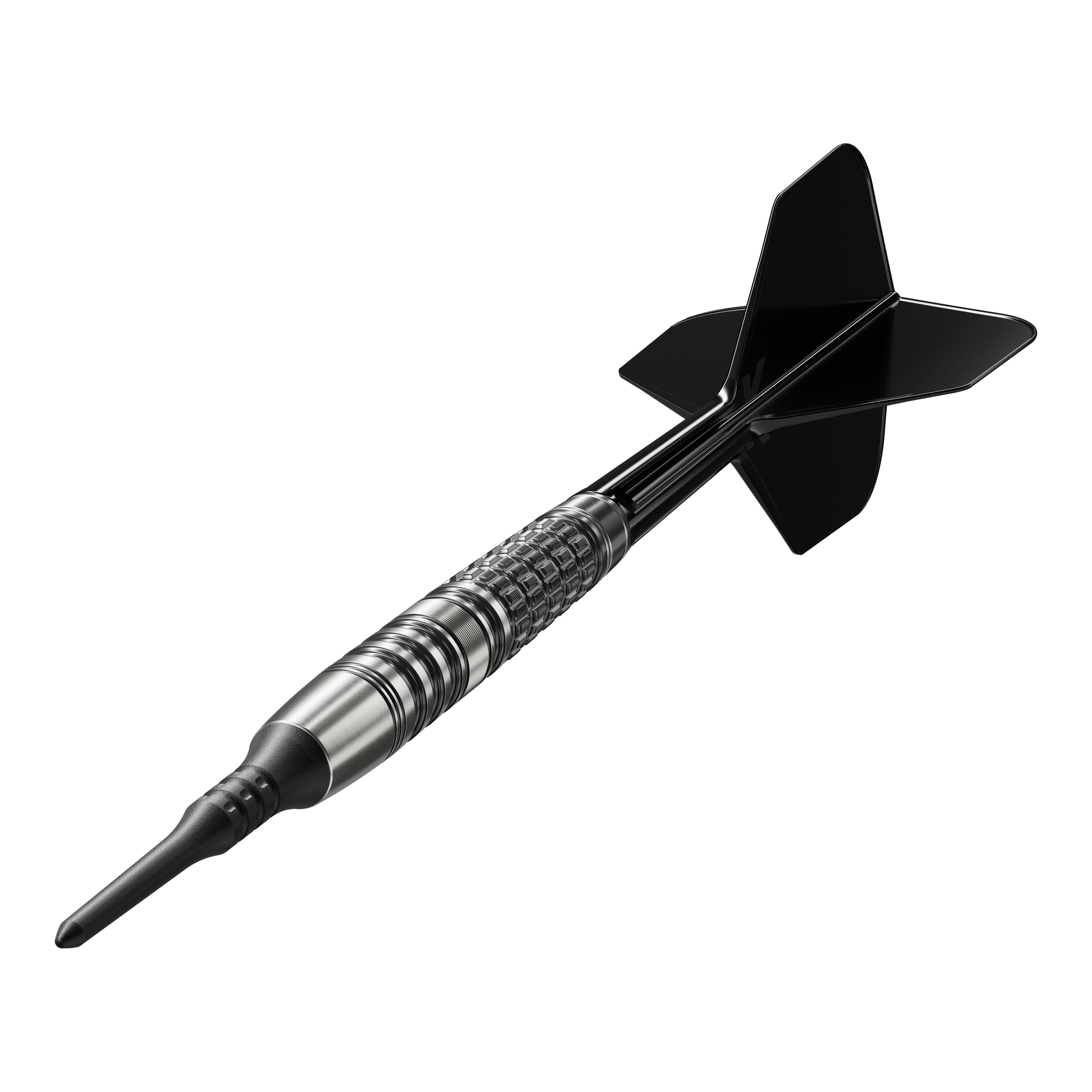 Target Japan Black Marque Lumiere GEN3 Soft Darts - 18.5g Das Bild zeigt einen Target Japan Black Marque Lumiere GEN3 Softdart mit einem Gewicht von 18,5g. Der Dartpfeil hat ein elegantes, schwarzes Design und eine strukturierte Griffzone.