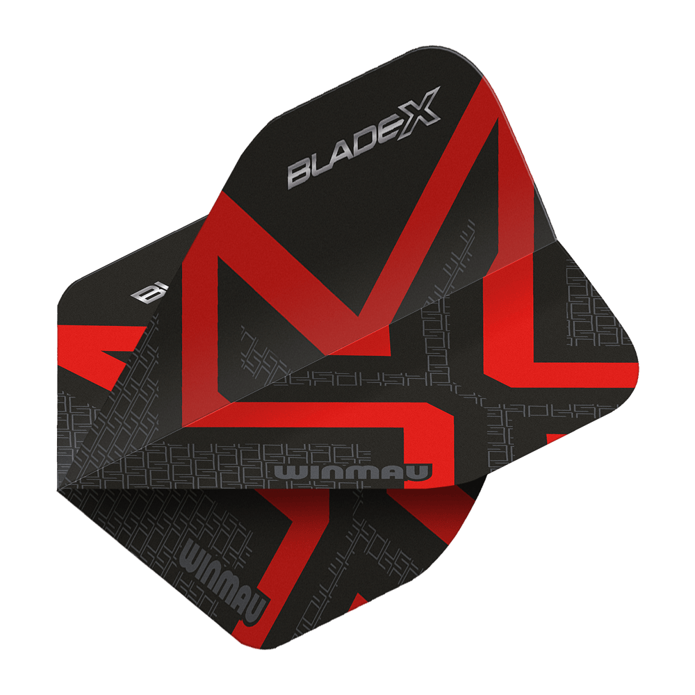 Winmau Prism Delta Blade X Metallic Red No2 Standard Flights Hier sieht man den Winmau Prism Delta Blade X Metallic Red No2 Standard Flight. Das Produkt ist rot und wird für Dartpfeile verwendet.