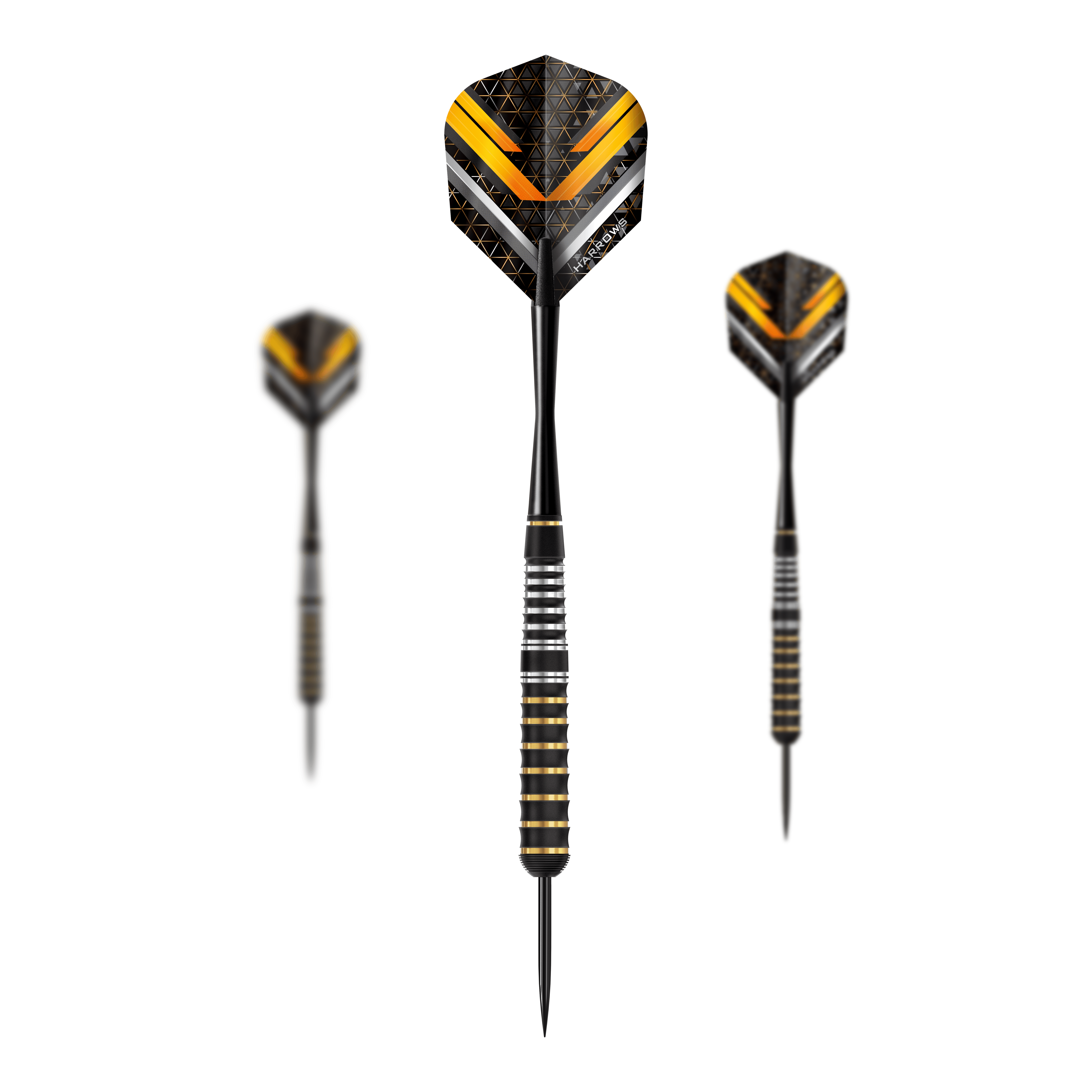 Harrows Vulcan steel darts Das Bild zeigt die Harrows Vulcan Steeldarts. Es handelt sich um ein Set von Steeldarts für Dartspieler.
