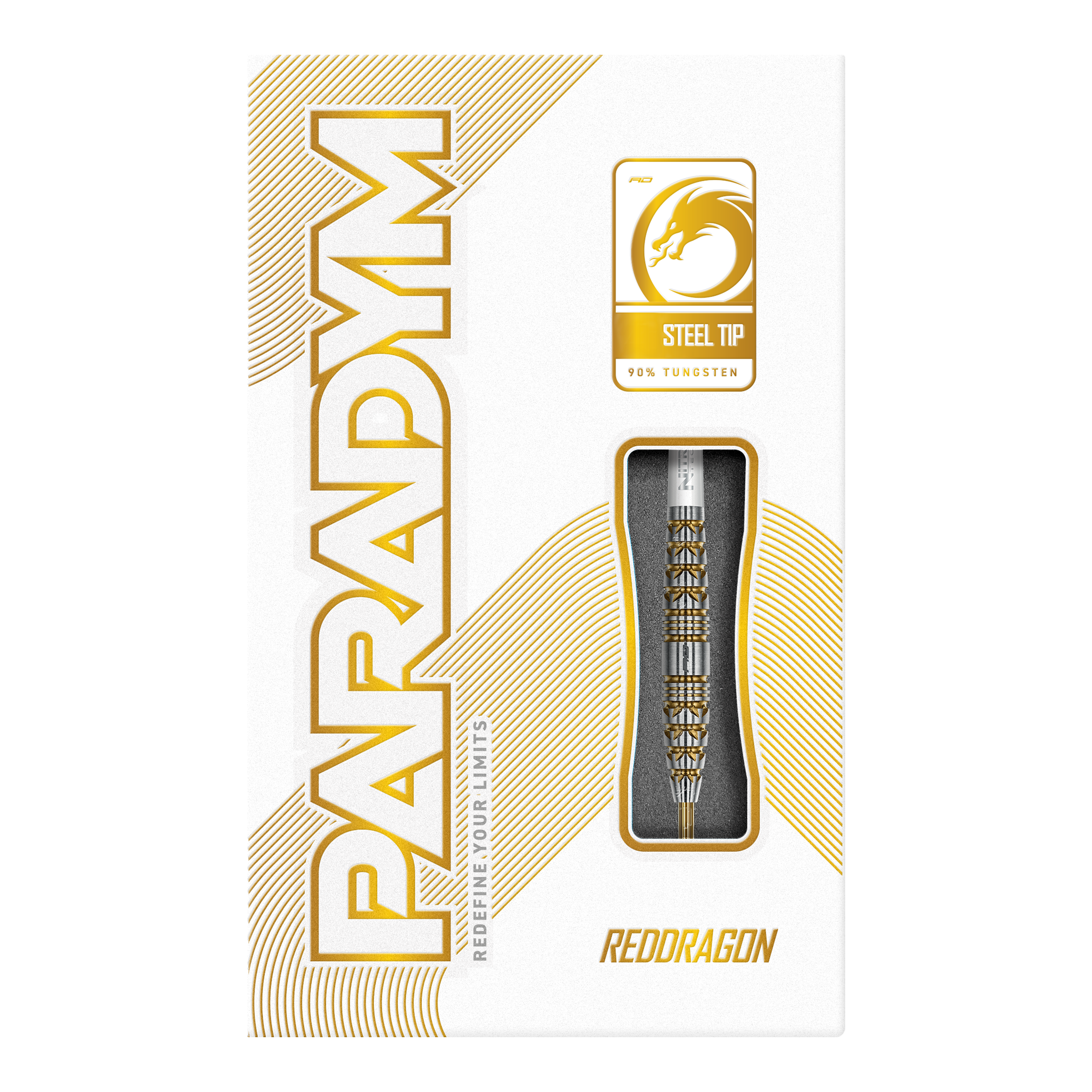 Red Dragon Paradym Gold Torpedo Steel Darts Abgebildet ist das Produkt Red Dragon Paradym Gold Torpedo Steeldarts. Es handelt sich um hochwertige Steeldarts mit goldfarbenem Design.