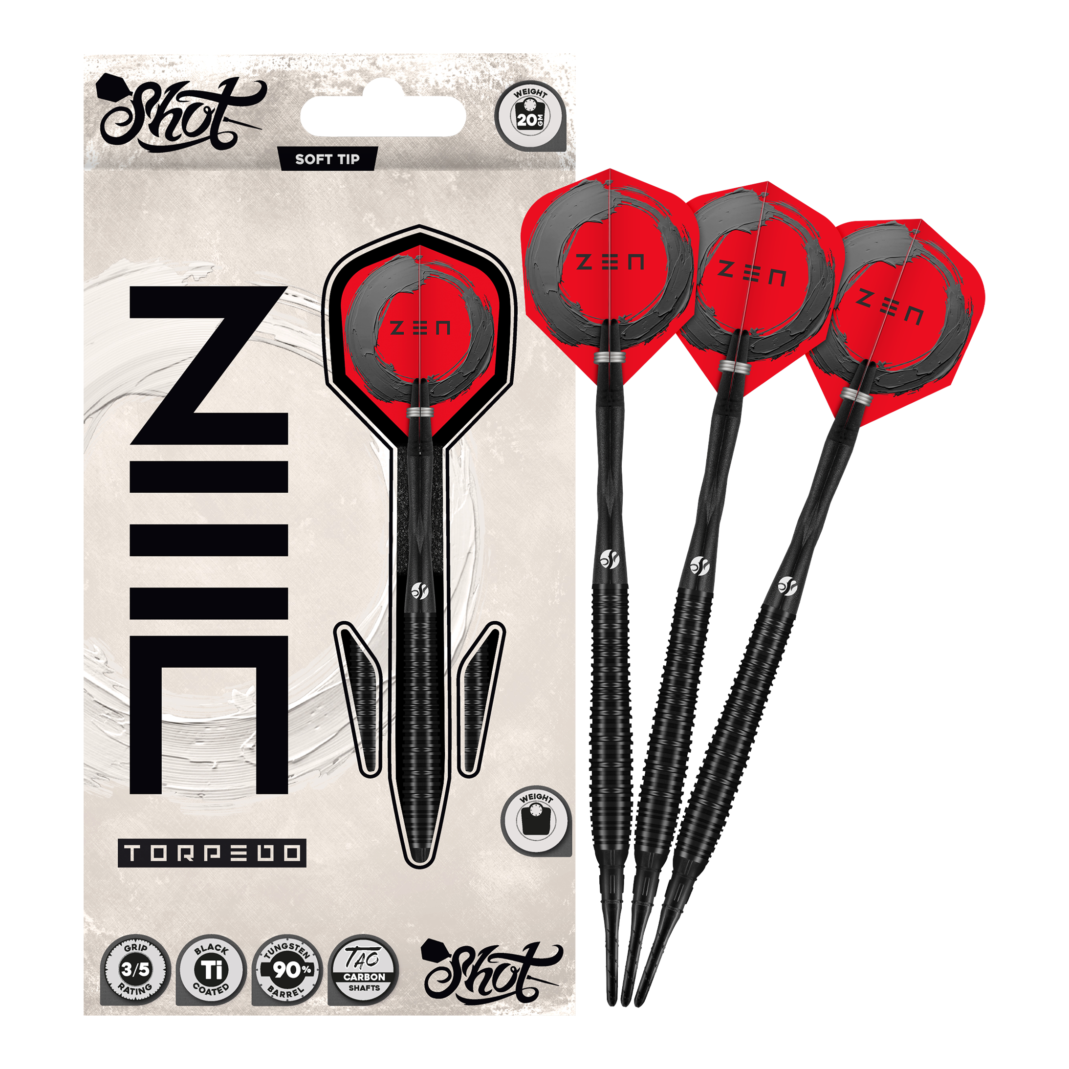 Shot ZEN Torpedo Soft Darts - 20g Shot ZEN Torpedo Soft Darts - 20g
