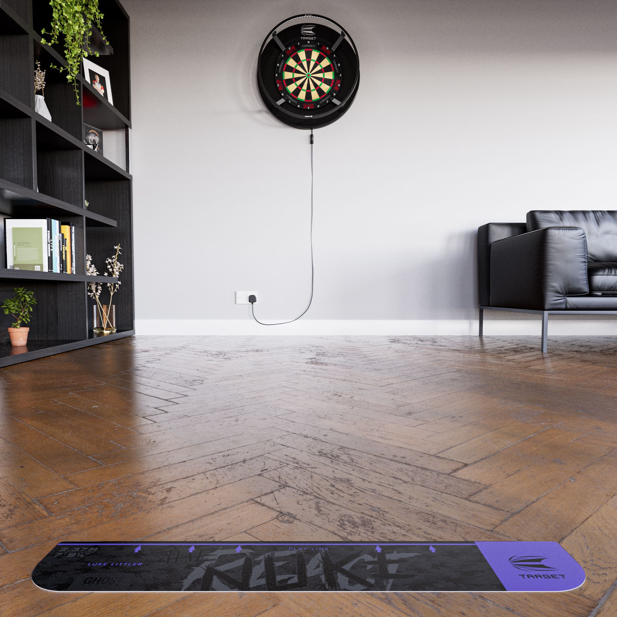 Target Throw Line Ghost-Series Luke Littler throw line Auf diesem Bild ist die Target Throw Line Ghost-Series Luke Littler Abwurflinie zu sehen. Sie markiert die Abwurflinie im Dartsport.